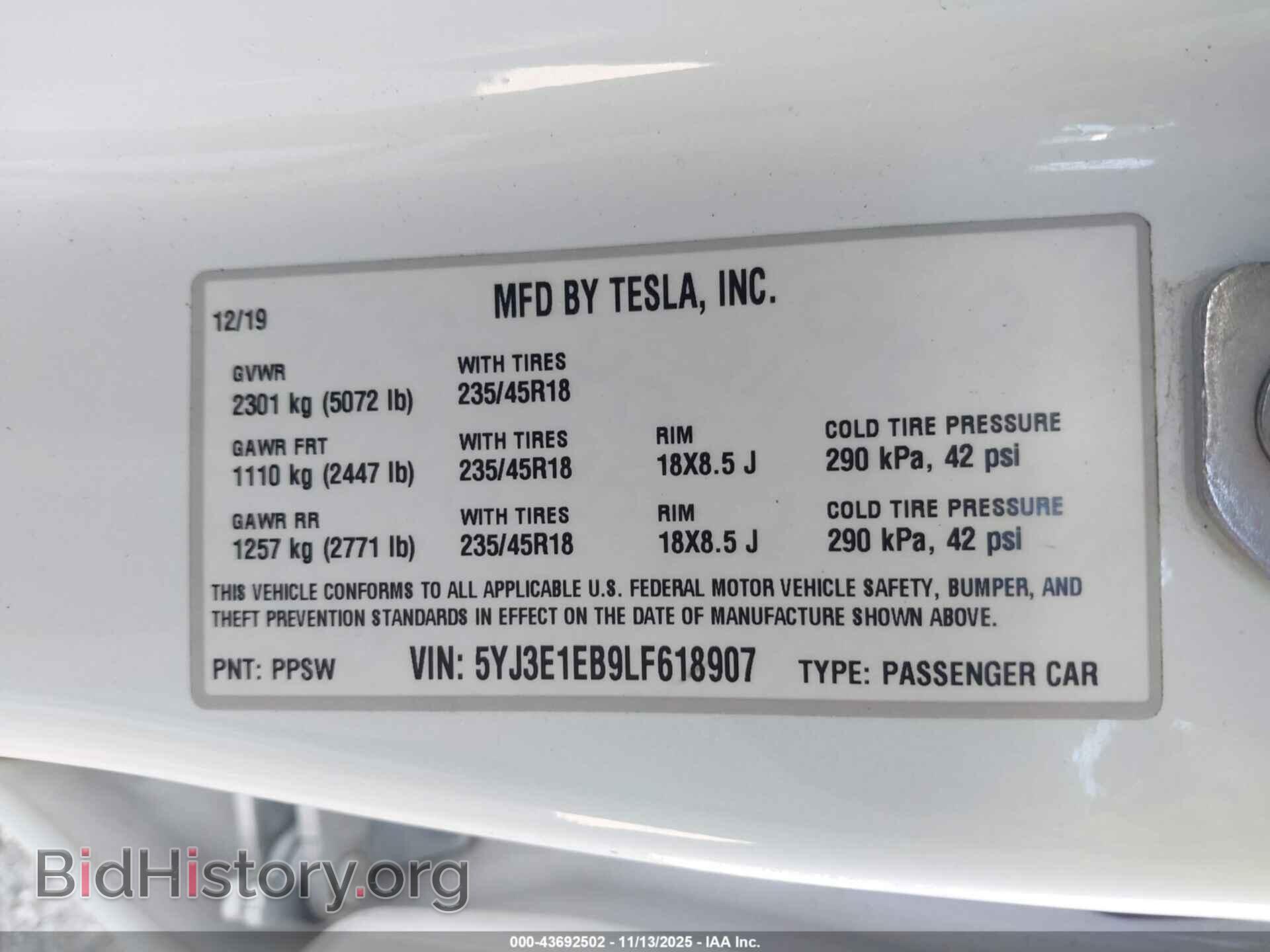2020 TESLA MODEL 3 - VIN: 5YJ3E1EB9LF618907 - Фото 9