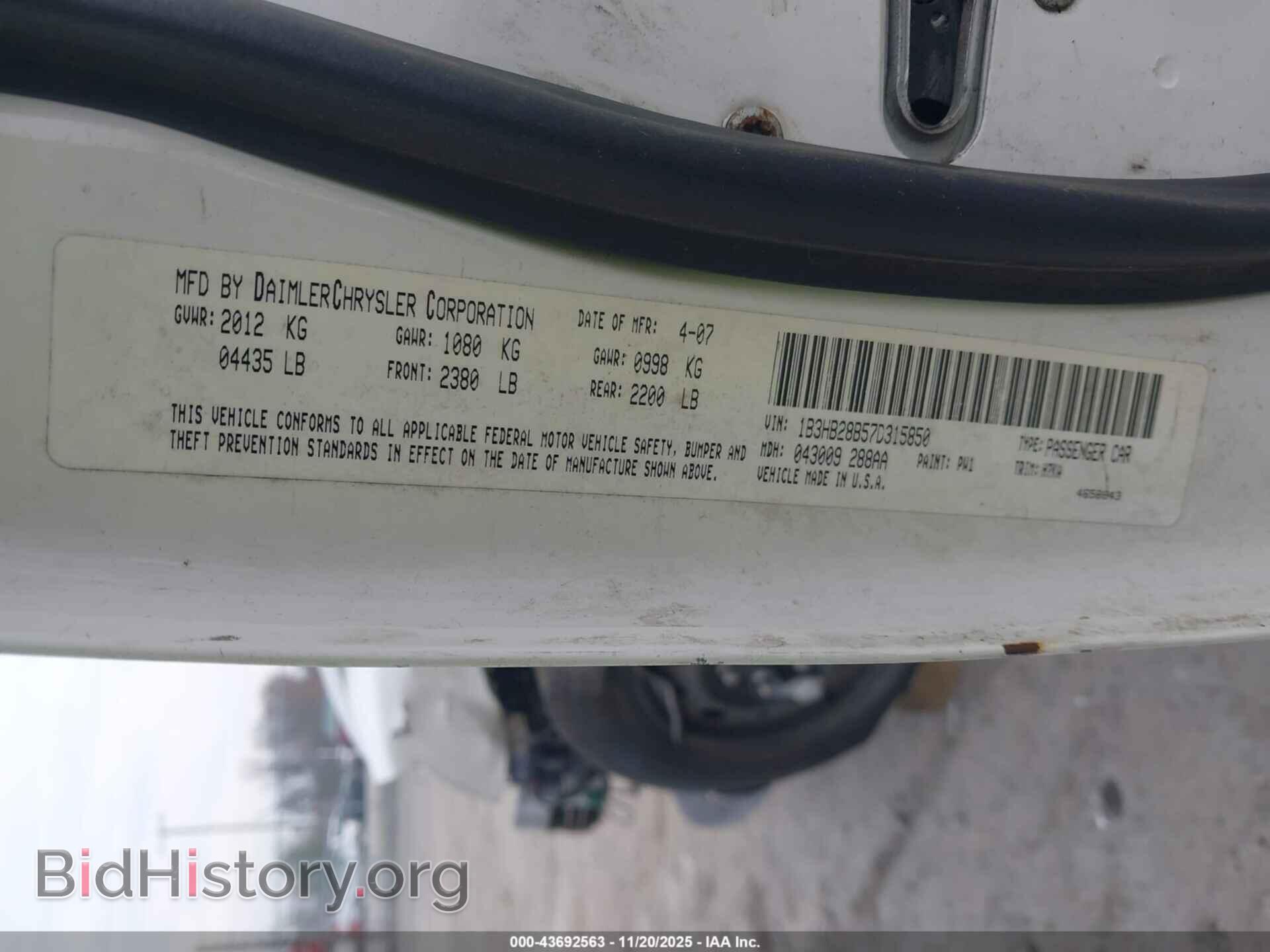 2007 DODGE CALIBER - VIN: 1B3HB28B57D315850 - Photo 9