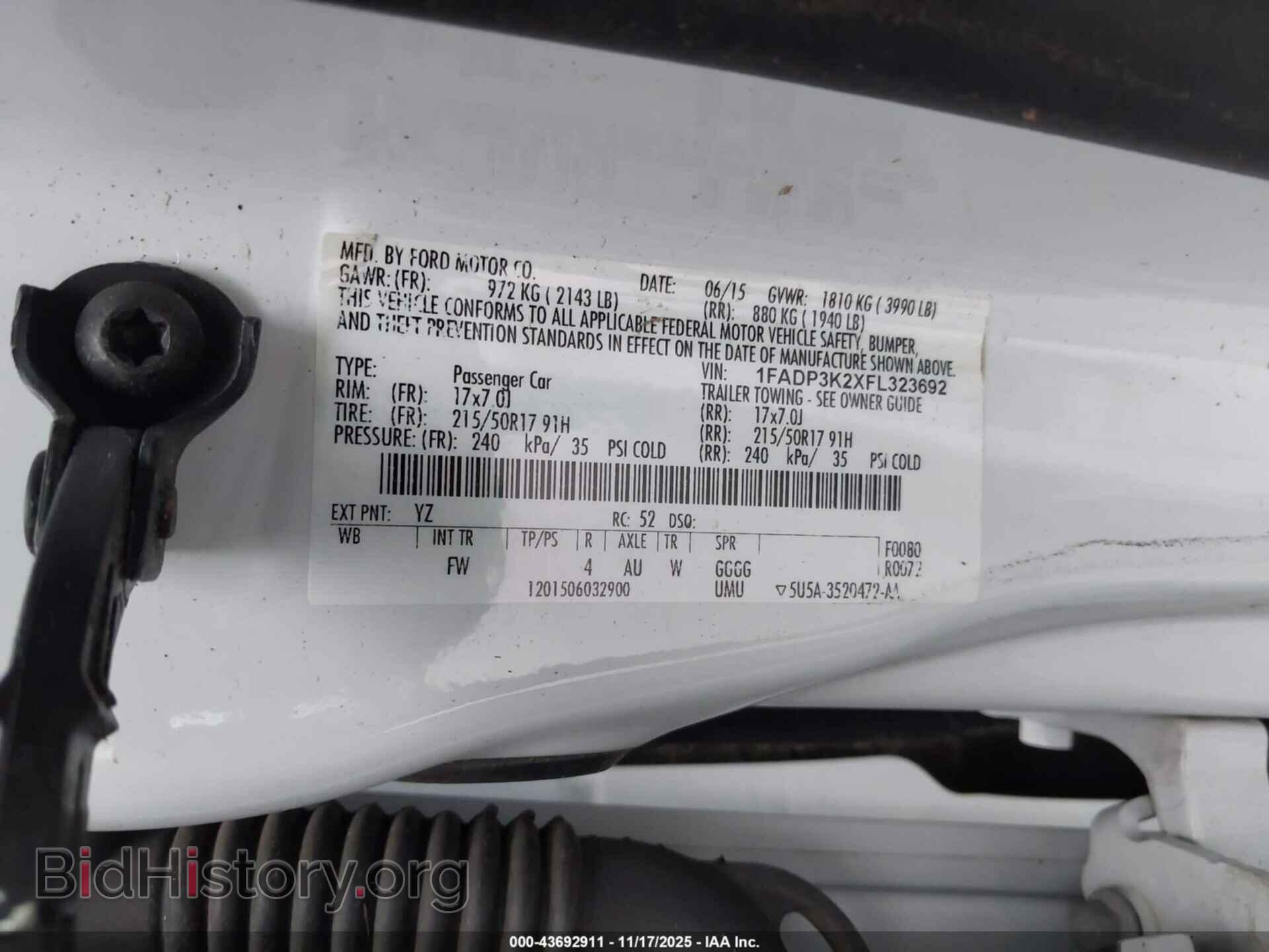 2015 FORD FOCUS - VIN: 1FADP3K2XFL323692 - Фото 9