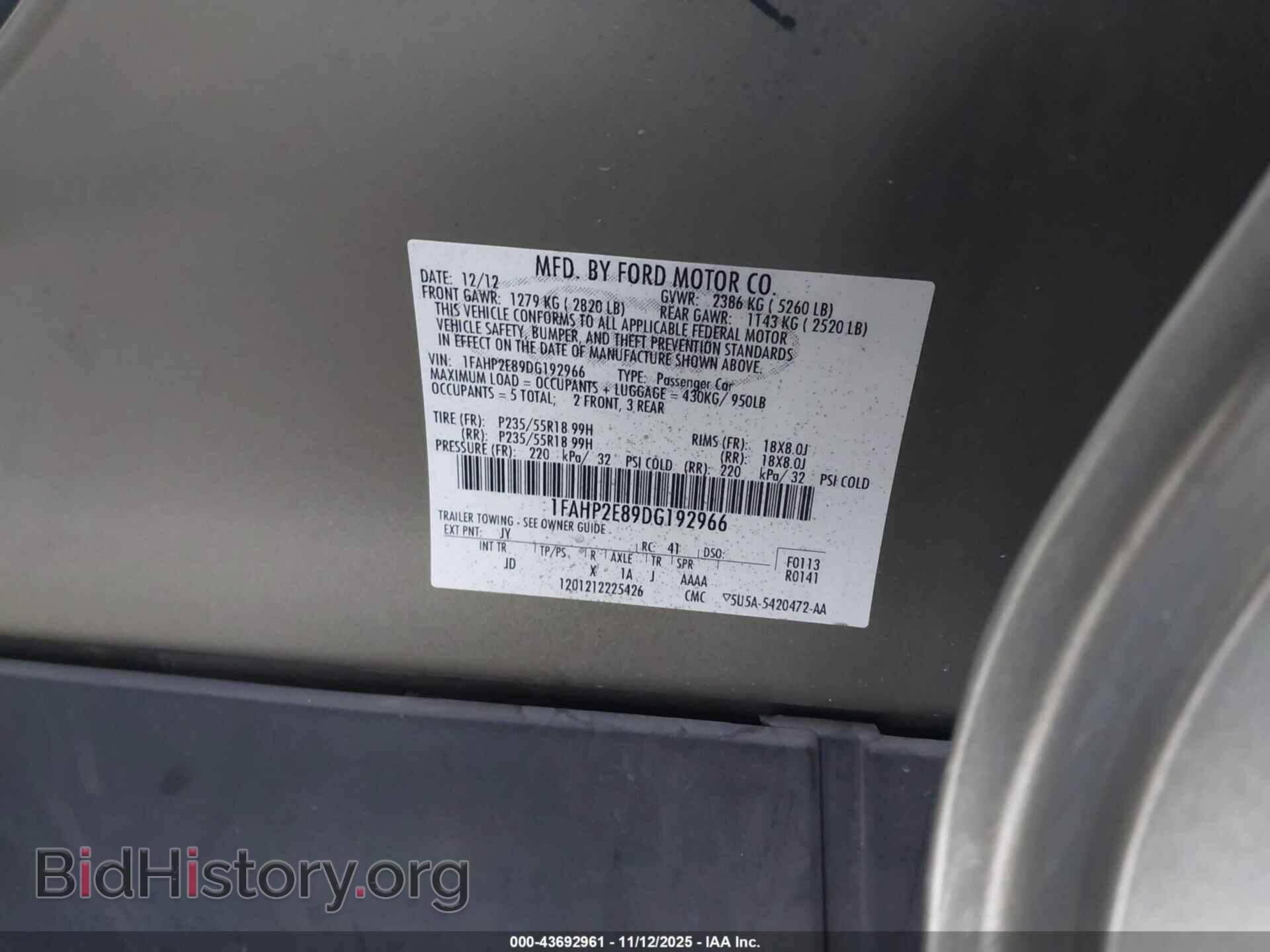 2013 FORD TAURUS - VIN: 1FAHP2E89DG192966 - Photo 9