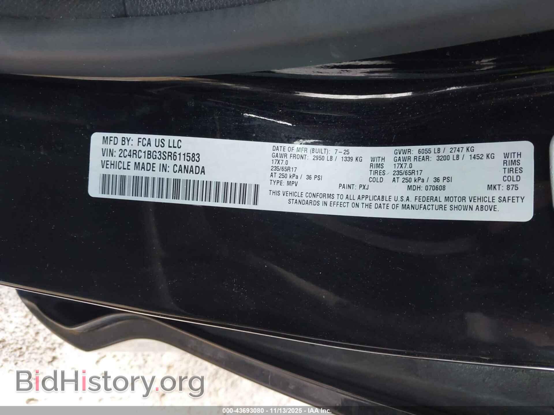 2025 CHRYSLER PACIFICA - VIN: 2C4RC1BG3SR611583 - Фото 9