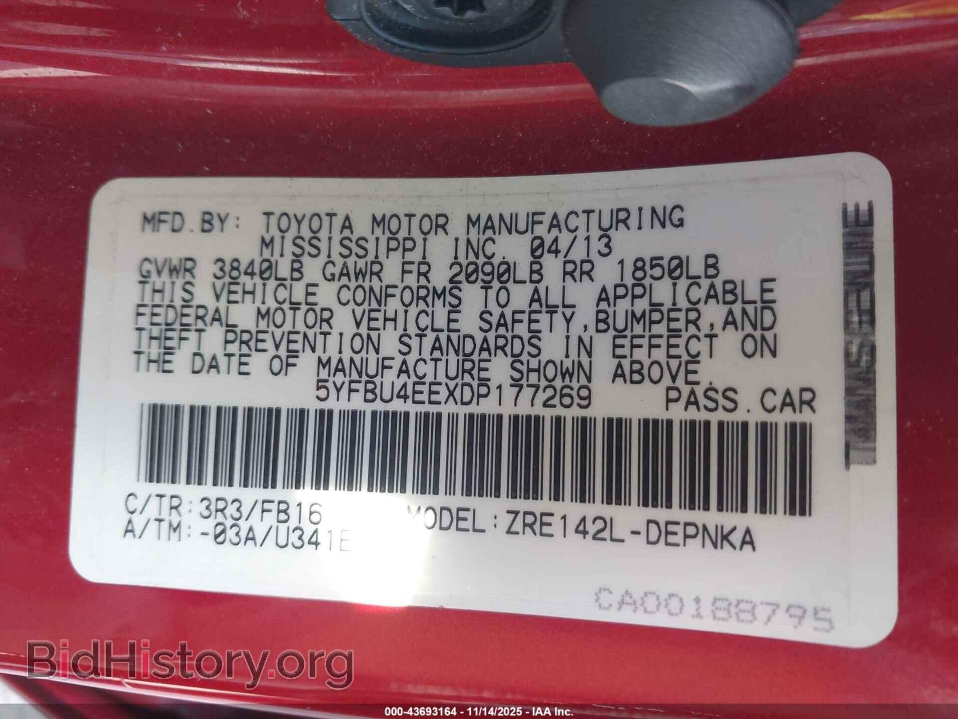 2013 TOYOTA COROLLA - VIN: 5YFBU4EEXDP177269 - Фото 9