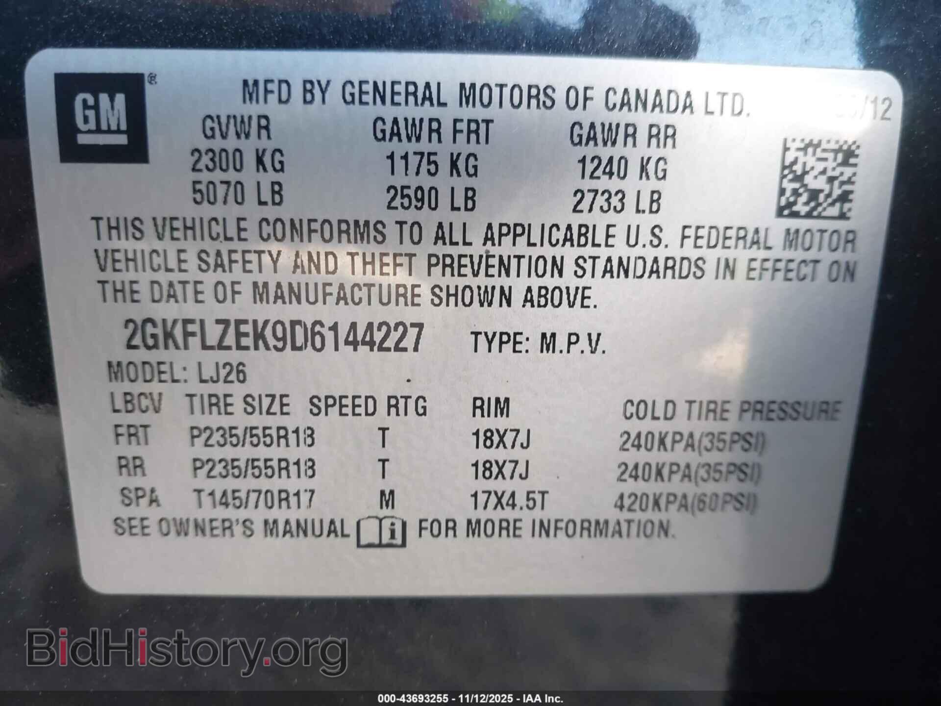 2013 GMC TERRAIN - VIN: 2GKFLZEK9D6144227 - Фото 9