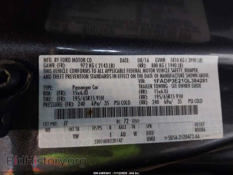 2016 Ford FOCUS (VIN 1FADP3E21GL384281) — фото 9 из 11