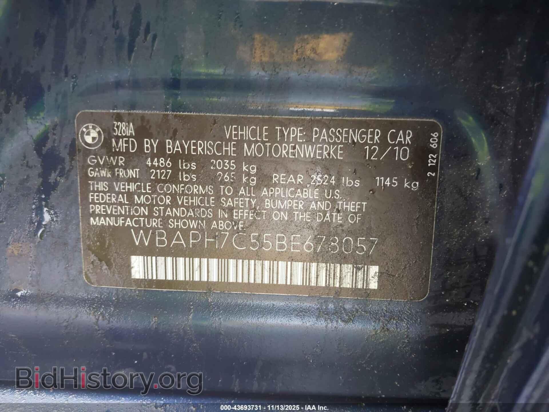 2011 BMW 328I - VIN: WBAPH7C55BE678057 - Фото 9