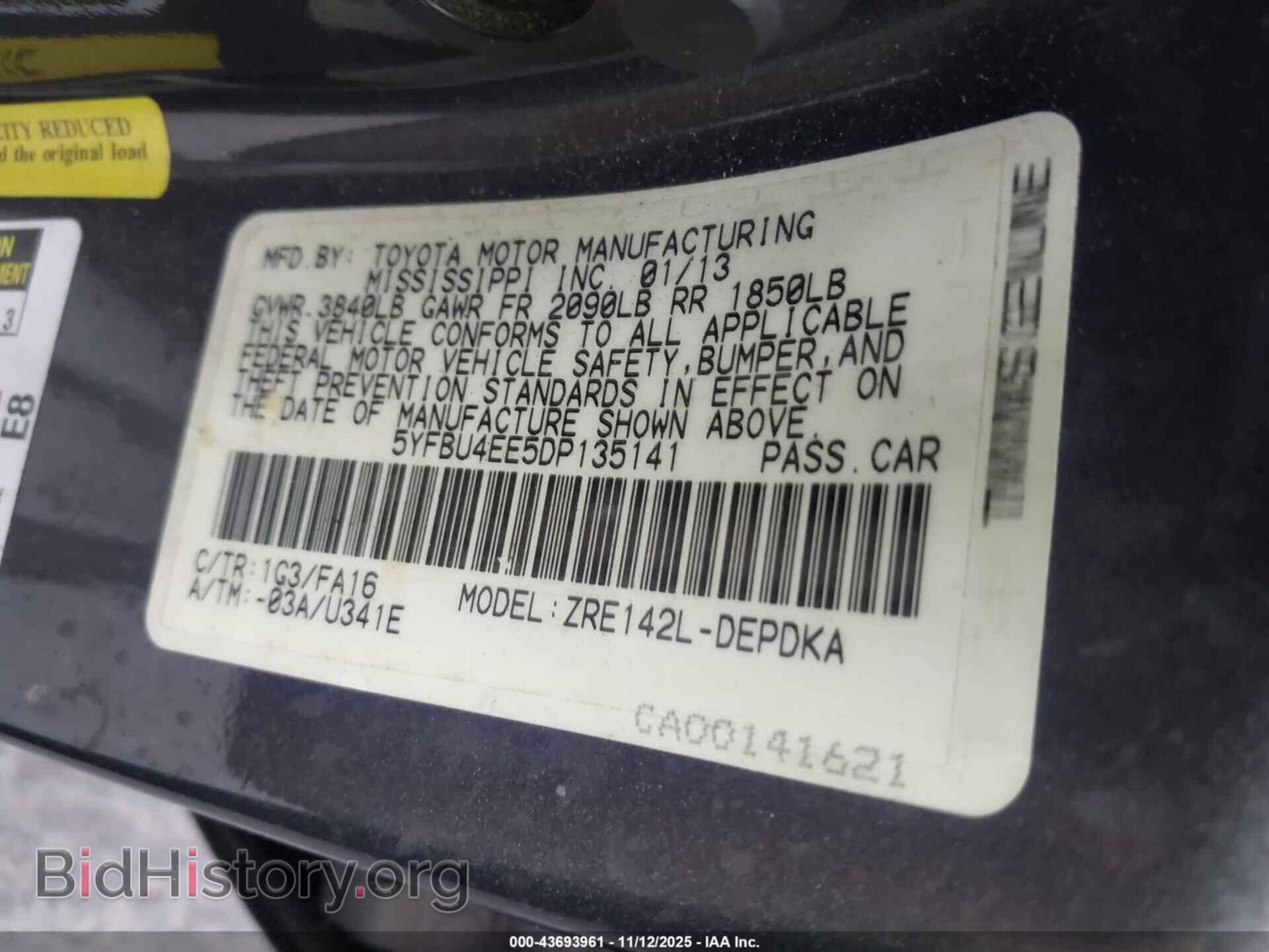 2013 TOYOTA COROLLA - VIN: 5YFBU4EE5DP135141 - Фото 9
