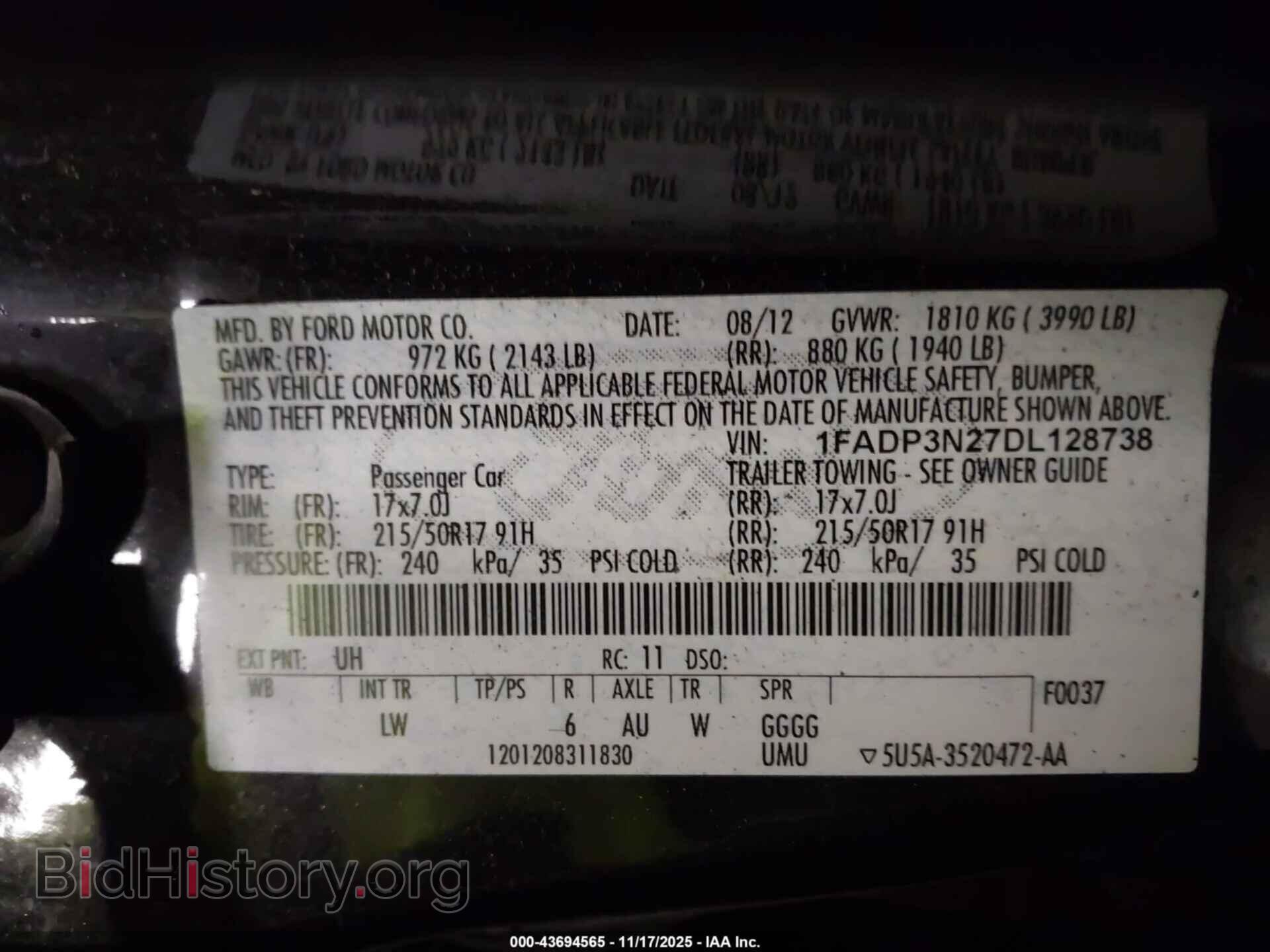 2013 FORD FOCUS - VIN: 1FADP3N27DL128738 - Фото 9