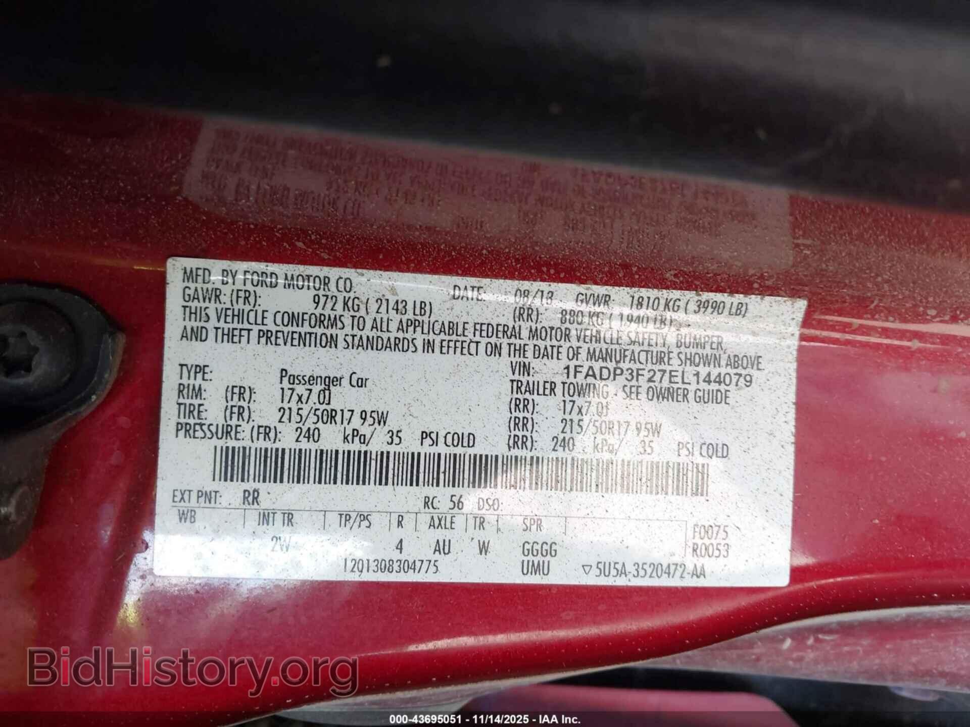 2014 FORD FOCUS - VIN: 1FADP3F27EL144079 - Фото 9