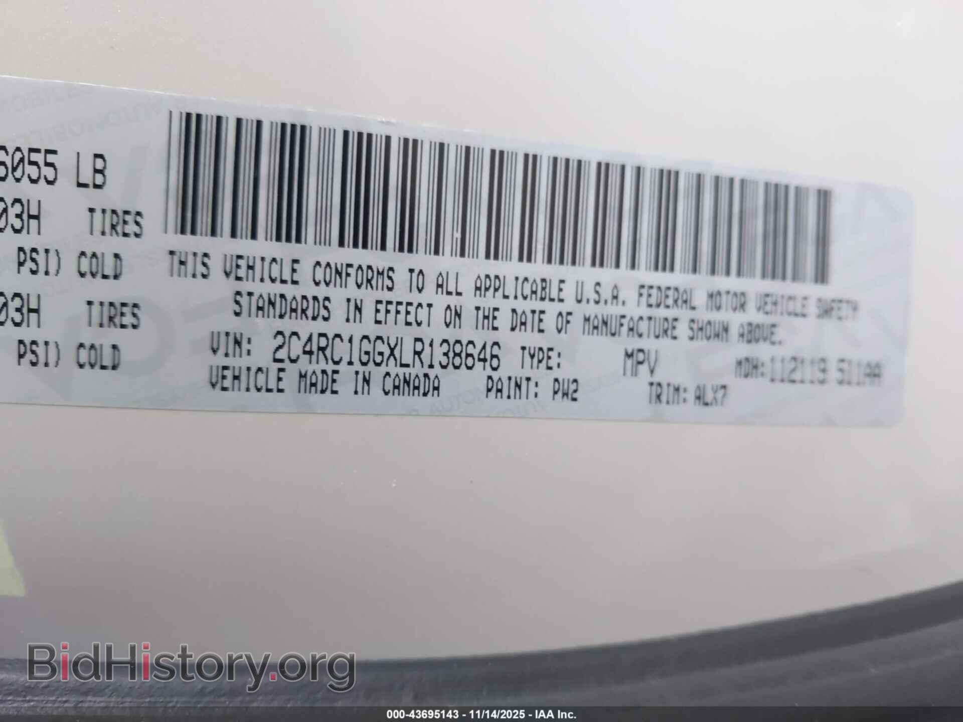 2020 CHRYSLER PACIFICA - VIN: 2C4RC1GGXLR138646 - Фото 9
