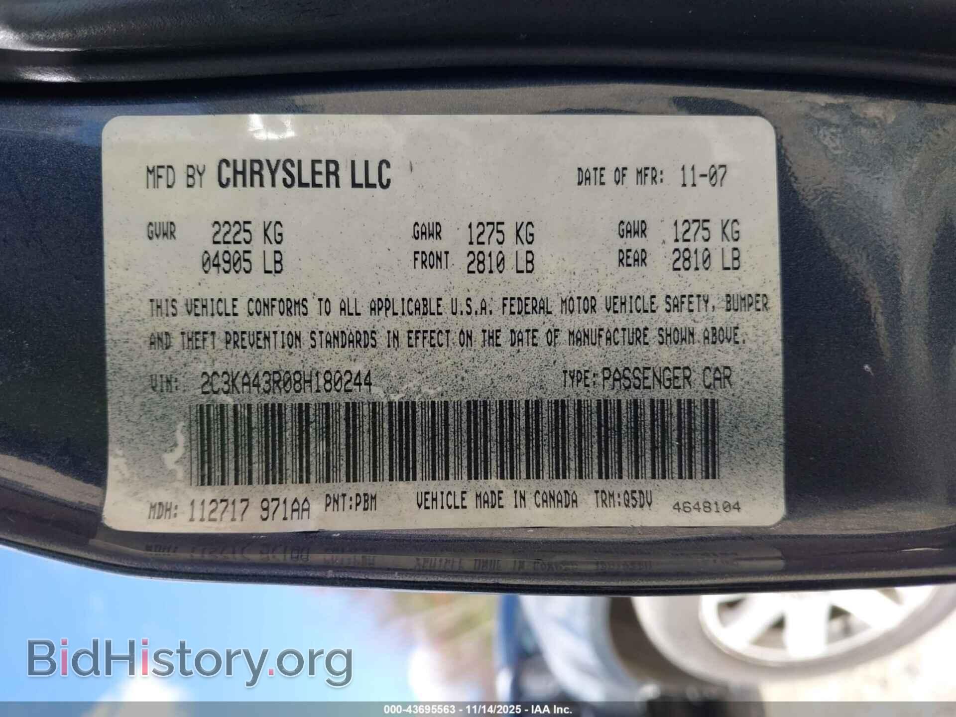 2008 CHRYSLER 300 - VIN: 2C3KA43R08H180244 - Фото 9