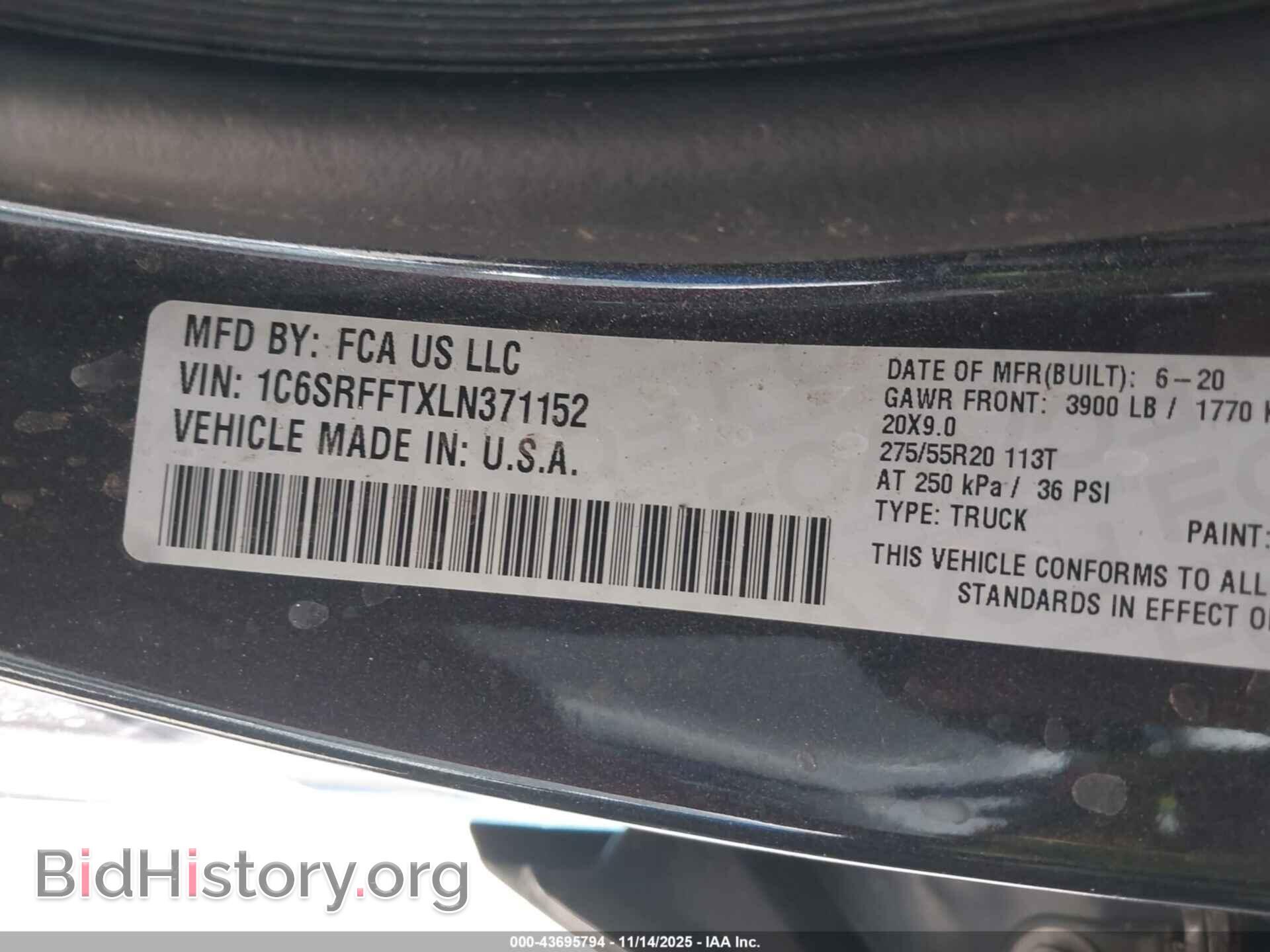 2020 RAM 1500 - VIN: 1C6SRFFTXLN371152 - Фото 9