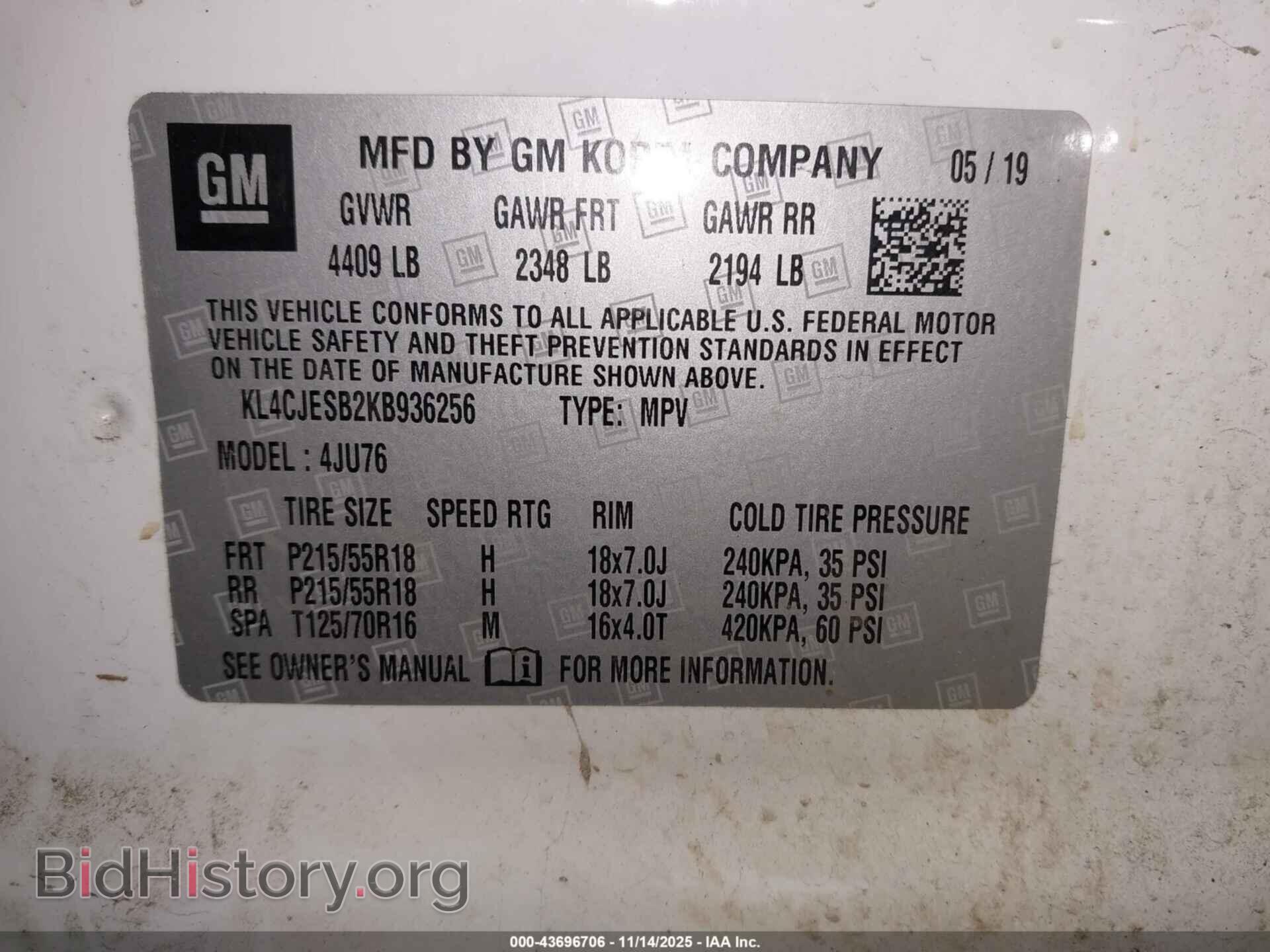 2019 BUICK ENCORE - VIN: KL4CJESB2KB936256 - Фото 9