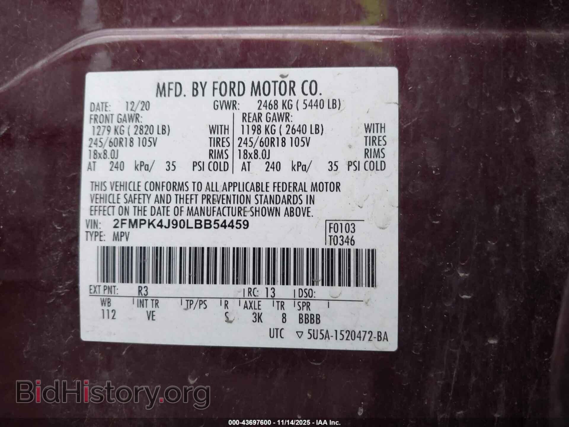 2020 FORD EDGE - VIN: 2FMPK4J90LBB54459 - Photo 9