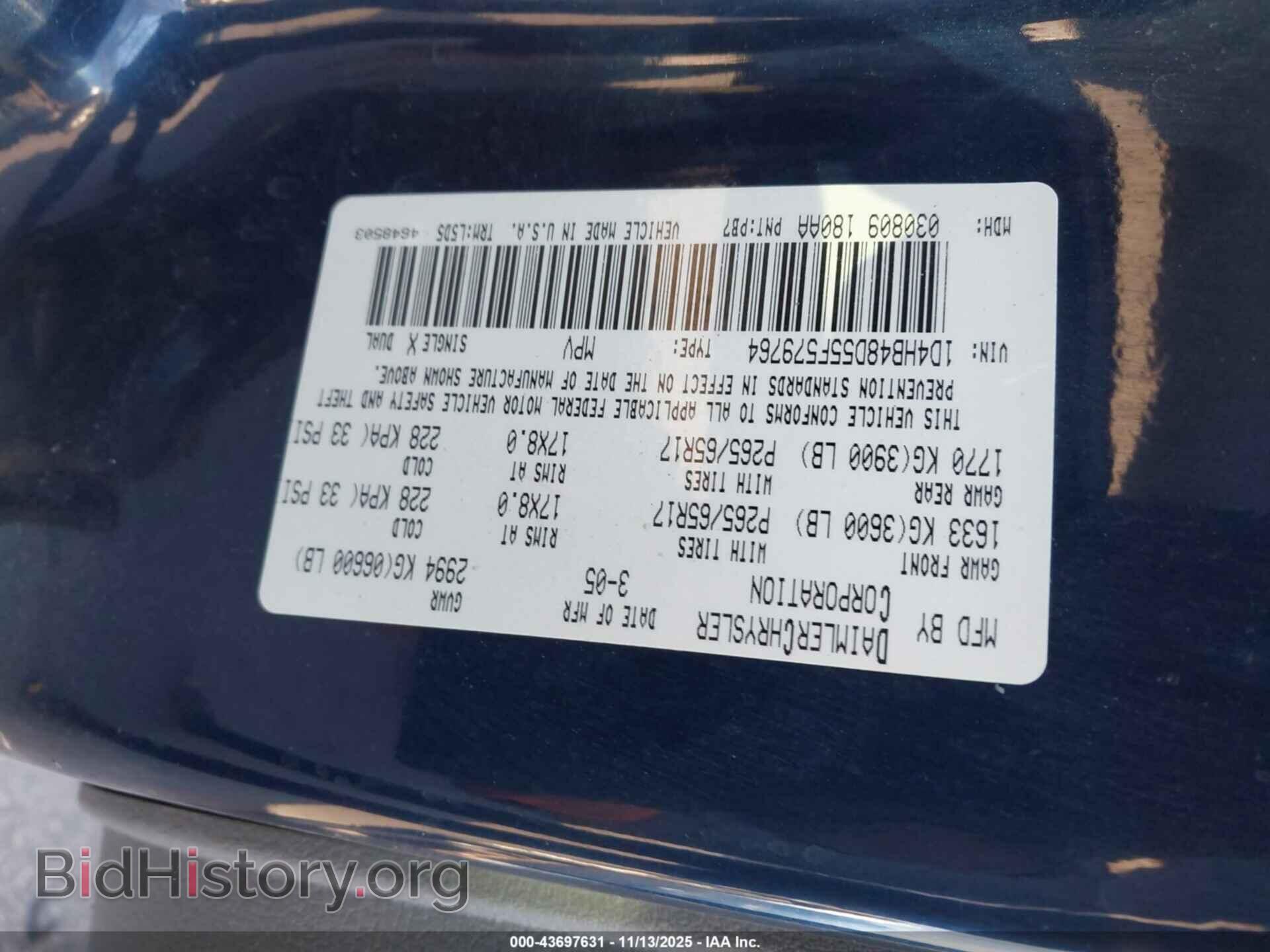 2005 DODGE DURANGO - VIN: 1D4HB48D55F579764 - Photo 9