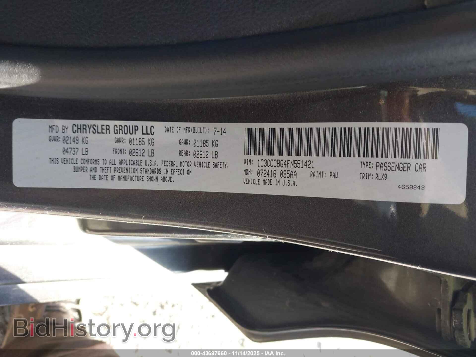 2015 CHRYSLER 200 - VIN: 1C3CCCBG4FN551421 - Фото 9