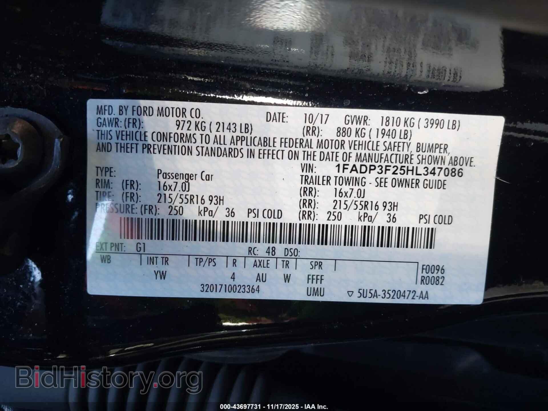 2017 FORD FOCUS - VIN: 1FADP3F25HL347086 - Фото 9