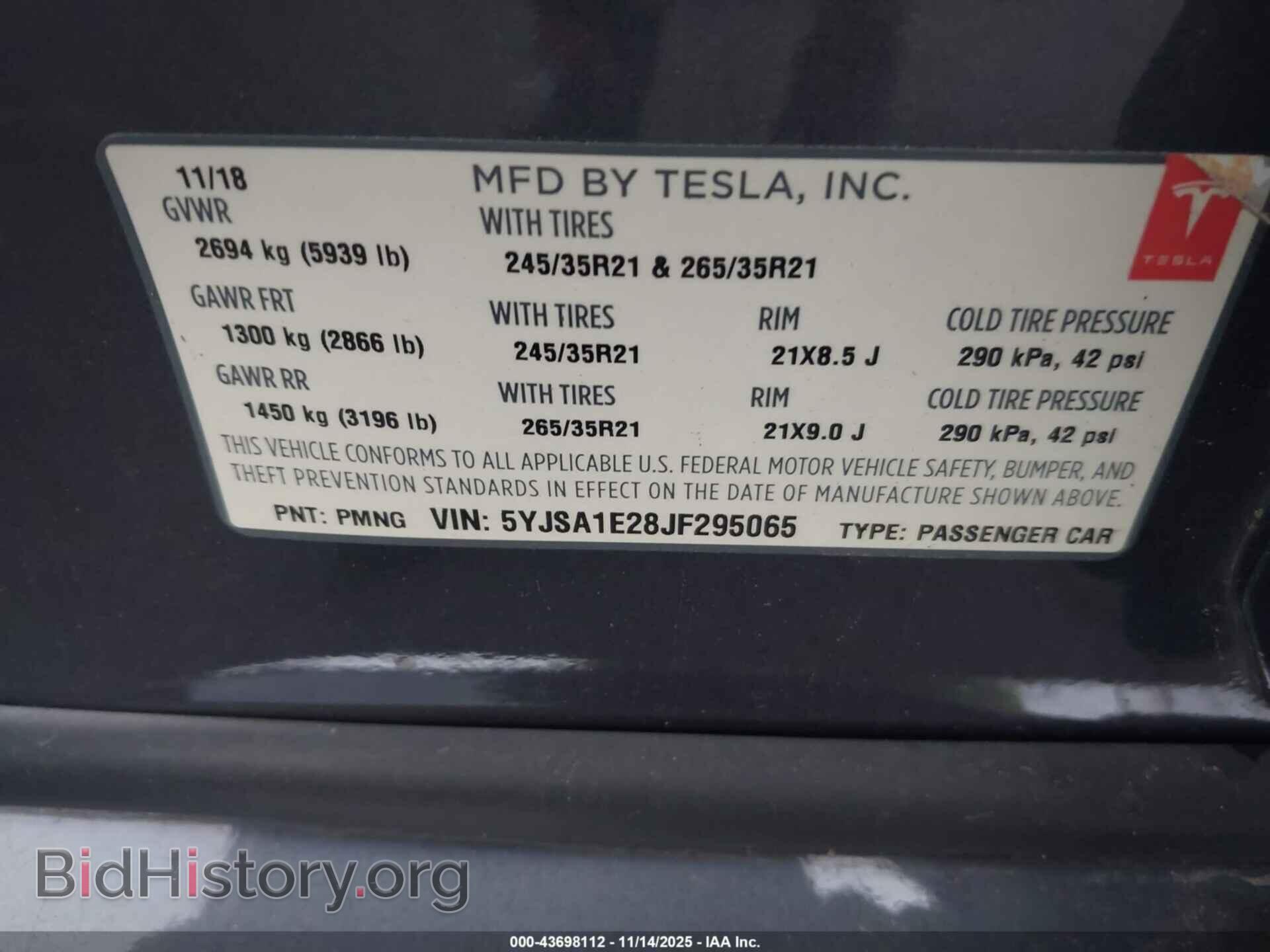 2018 TESLA MODEL S - VIN: 5YJSA1E28JF295065 - Photo 9
