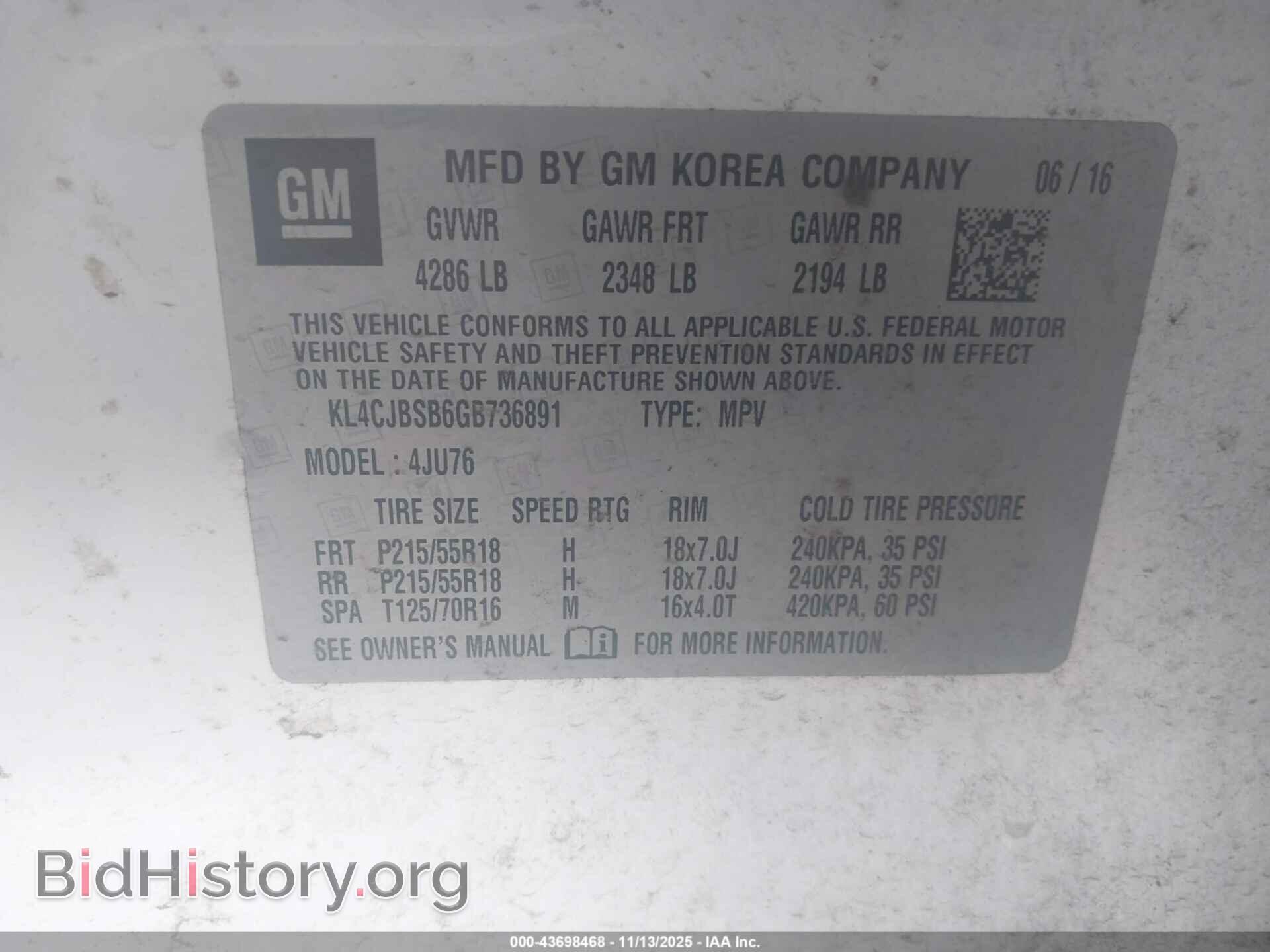 2016 BUICK ENCORE - VIN: KL4CJBSB6GB736891 - Фото 9
