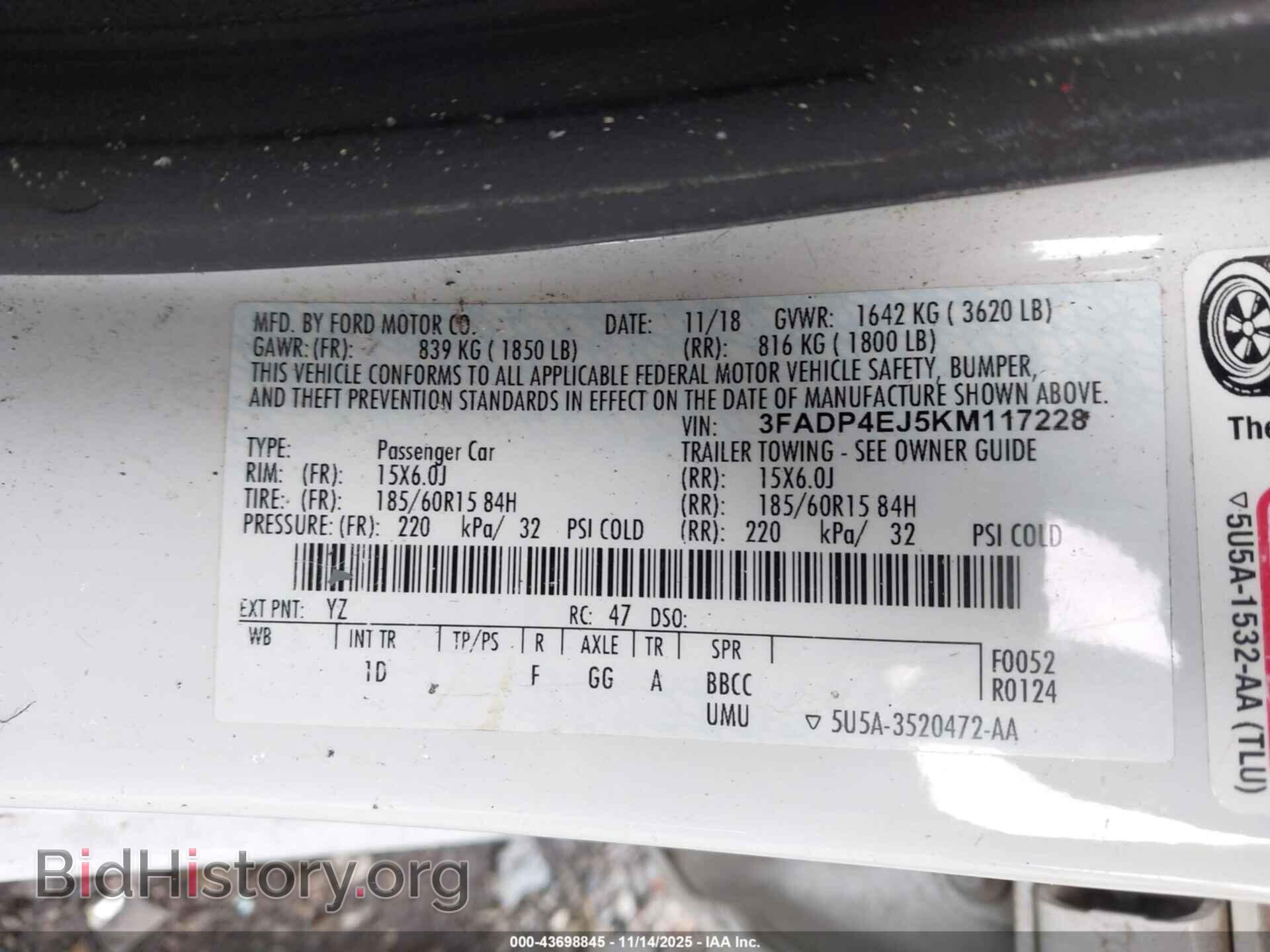 2019 FORD FIESTA - VIN: 3FADP4EJ5KM117228 - Фото 9