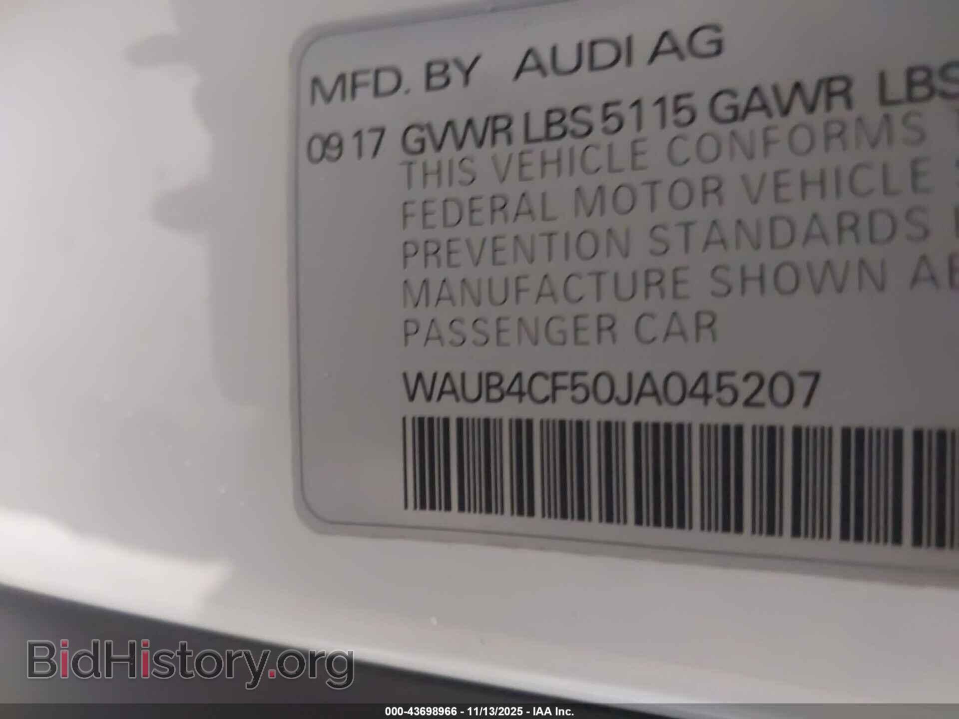 2018 AUDI S5 - VIN: WAUB4CF50JA045207 - Фото 9