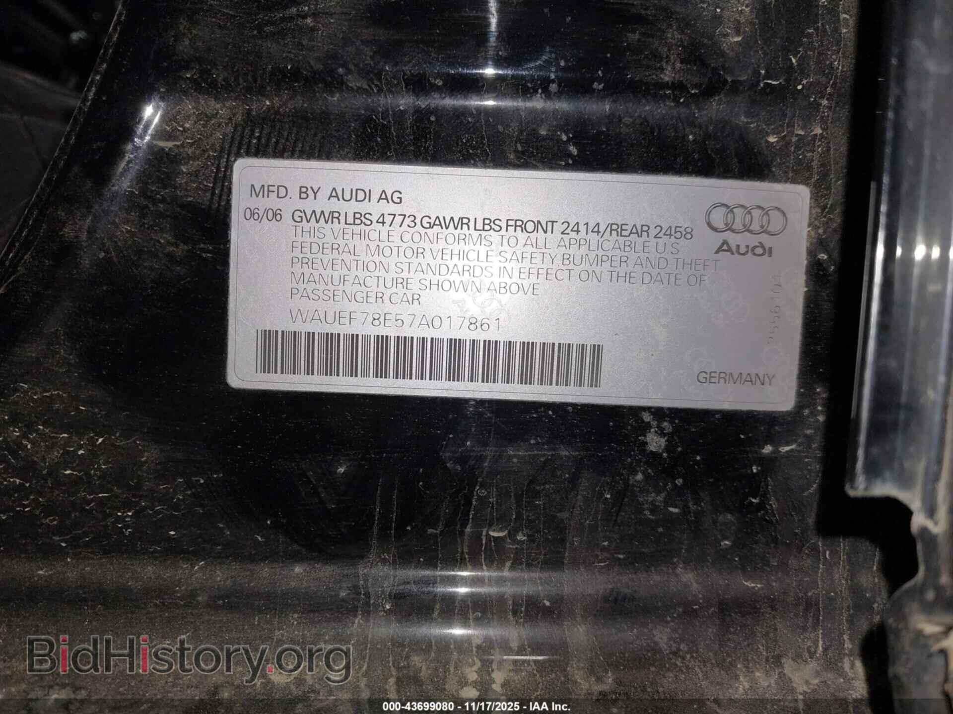 2007 AUDI A4 - VIN: WAUEF78E57A017861 - Фото 9