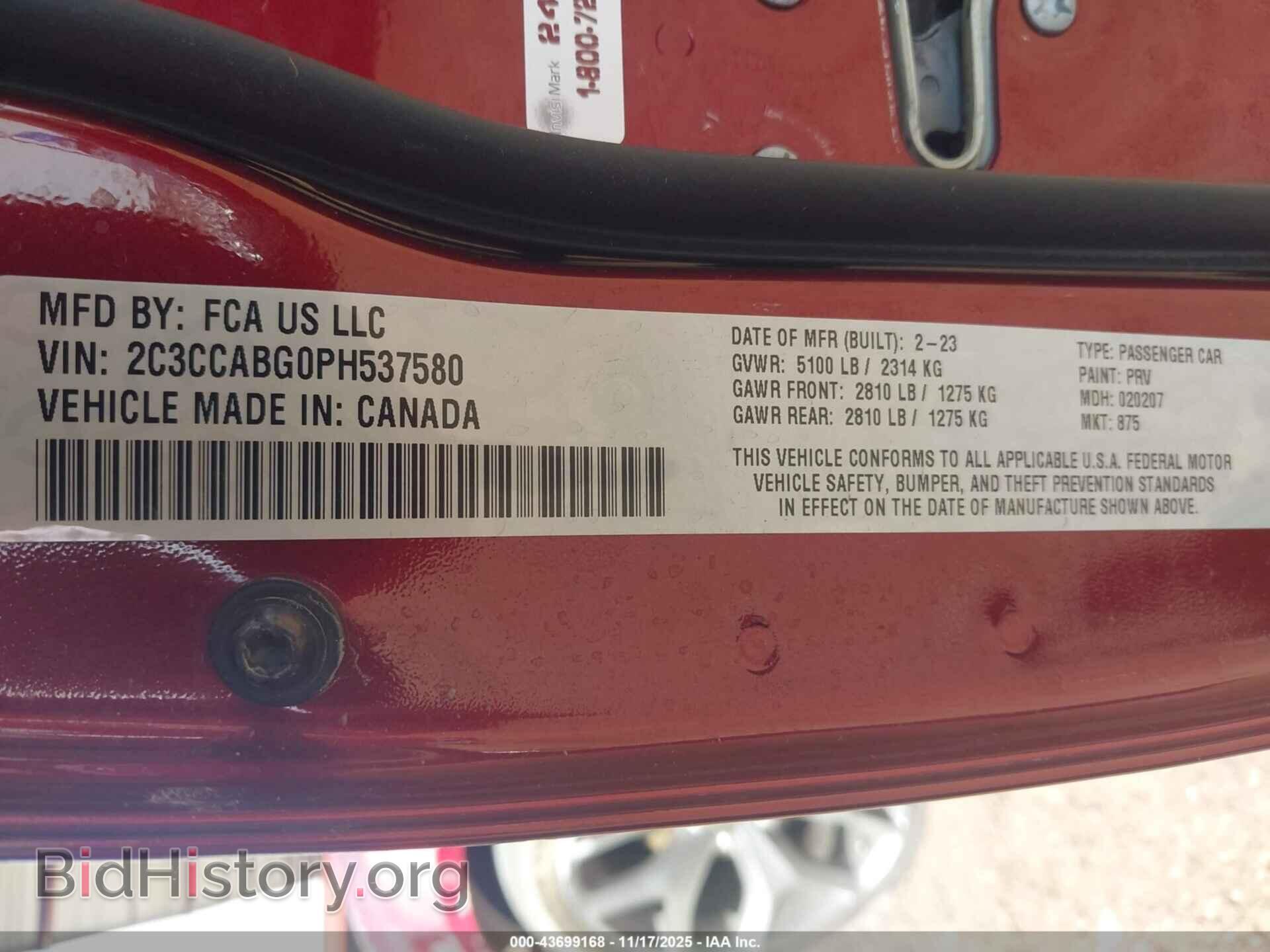 2023 CHRYSLER 300 - VIN: 2C3CCABG0PH537580 - Фото 9
