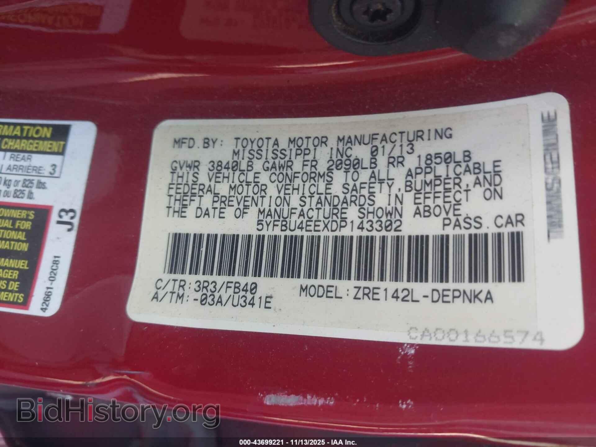 2013 TOYOTA COROLLA - VIN: 5YFBU4EEXDP143302 - Фото 9