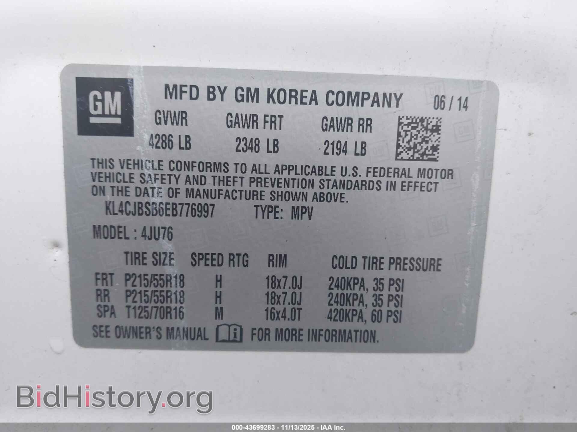 2014 BUICK ENCORE - VIN: KL4CJBSB6EB776997 - Фото 9