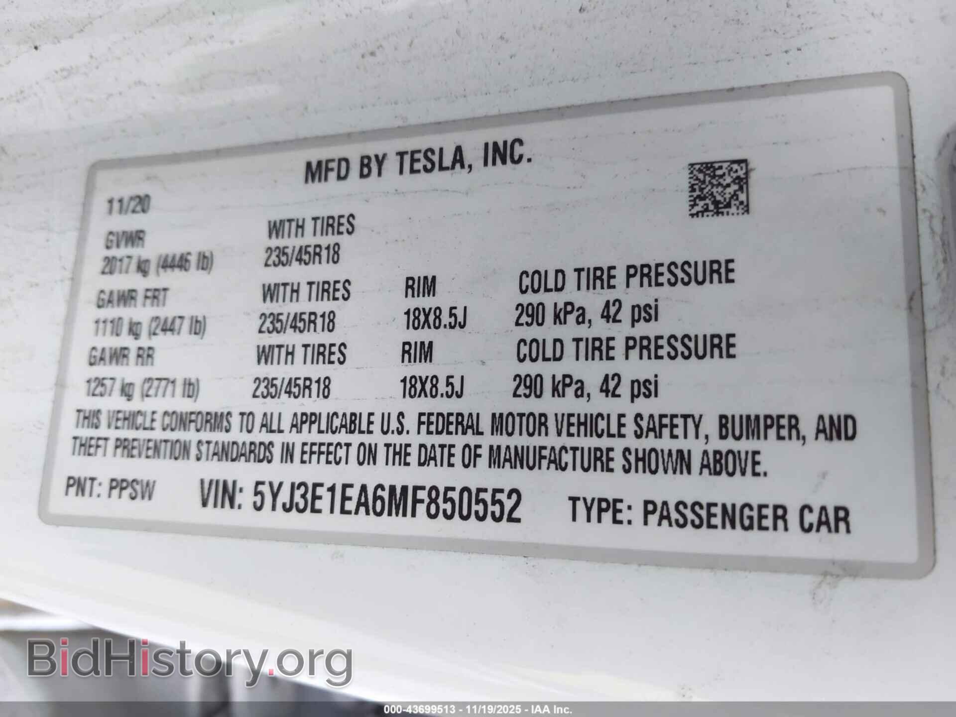 2021 TESLA MODEL 3 - VIN: 5YJ3E1EA6MF850552 - Фото 9