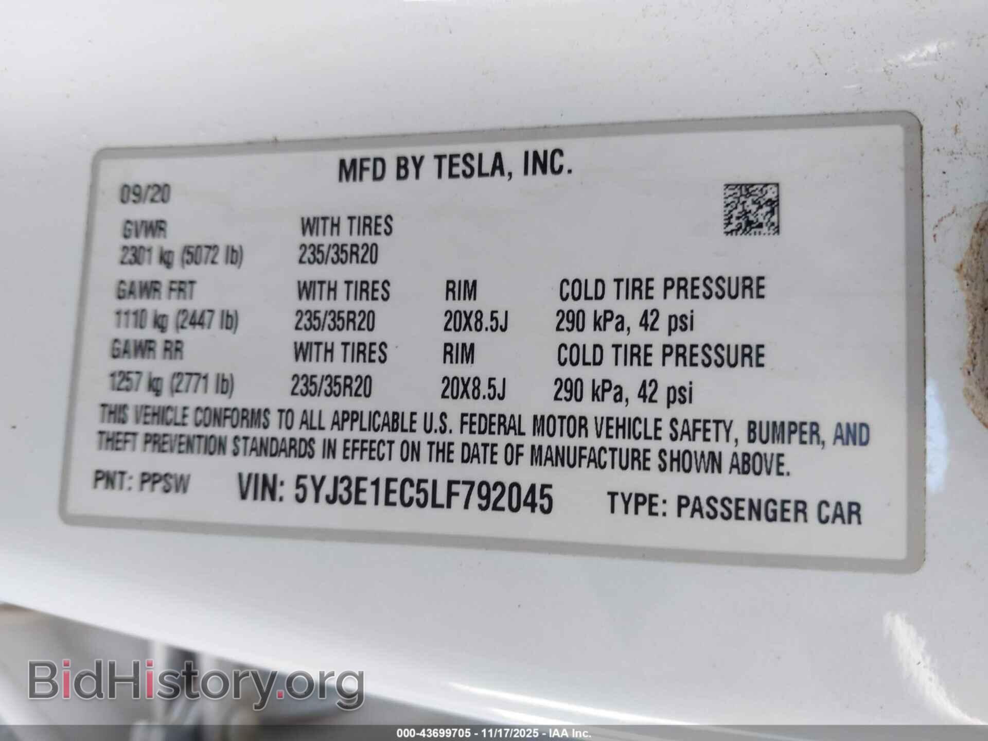 2020 TESLA MODEL 3 - VIN: 5YJ3E1EC5LF792045 - Фото 9