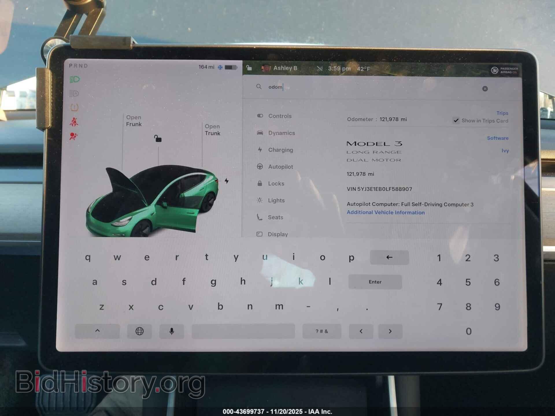 2020 TESLA MODEL 3 - VIN: 5YJ3E1EB0LF588907 - Фото 7