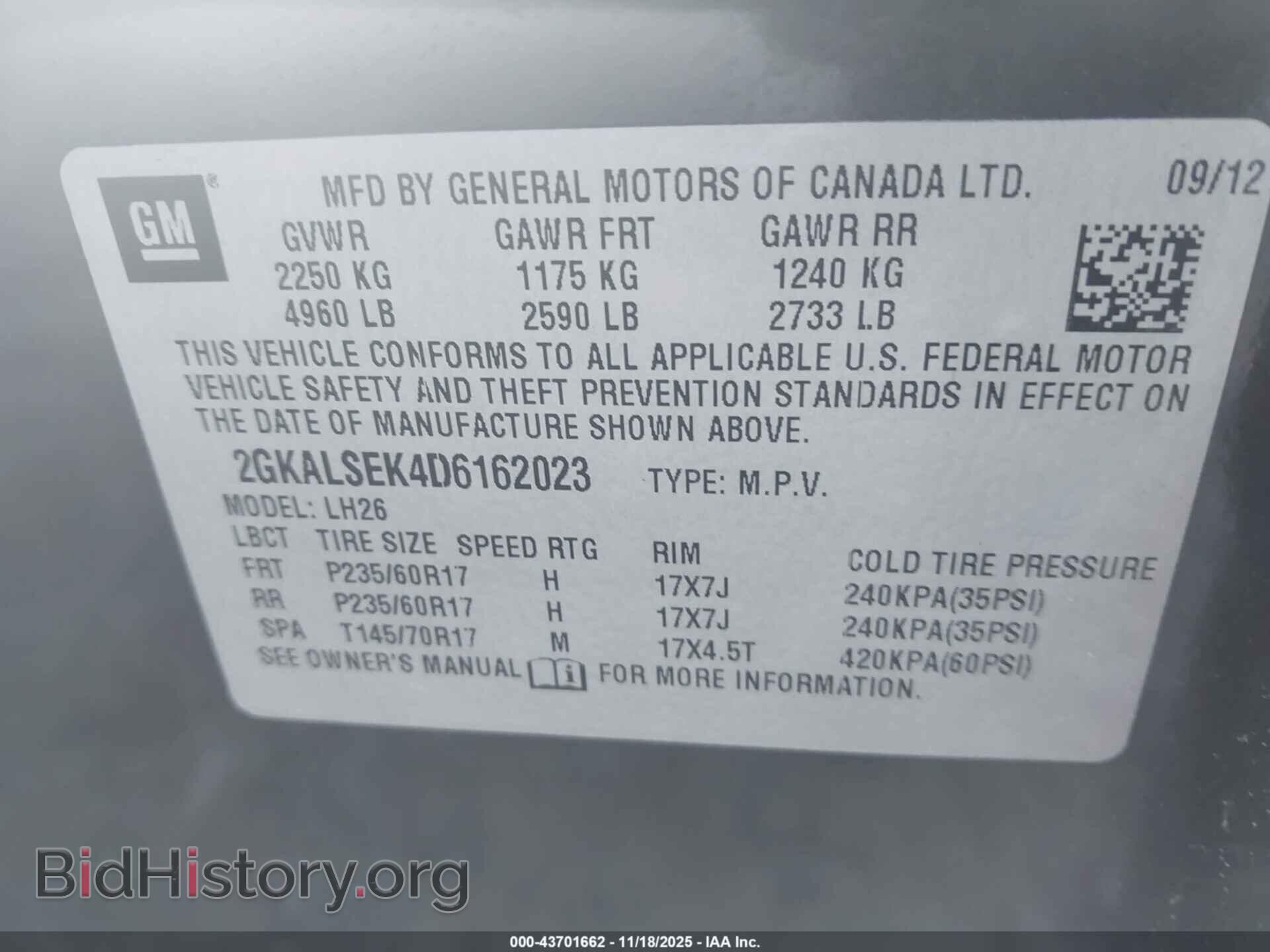 2013 GMC TERRAIN - VIN: 2GKALSEK4D6162023 - Photo 9