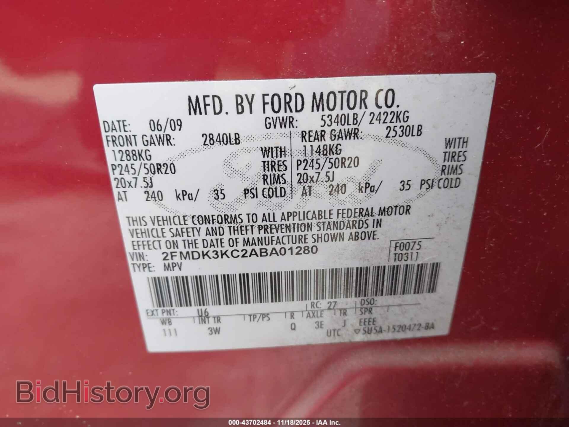 2010 FORD EDGE - VIN: 2FMDK3KC2ABA01280 - Photo 9