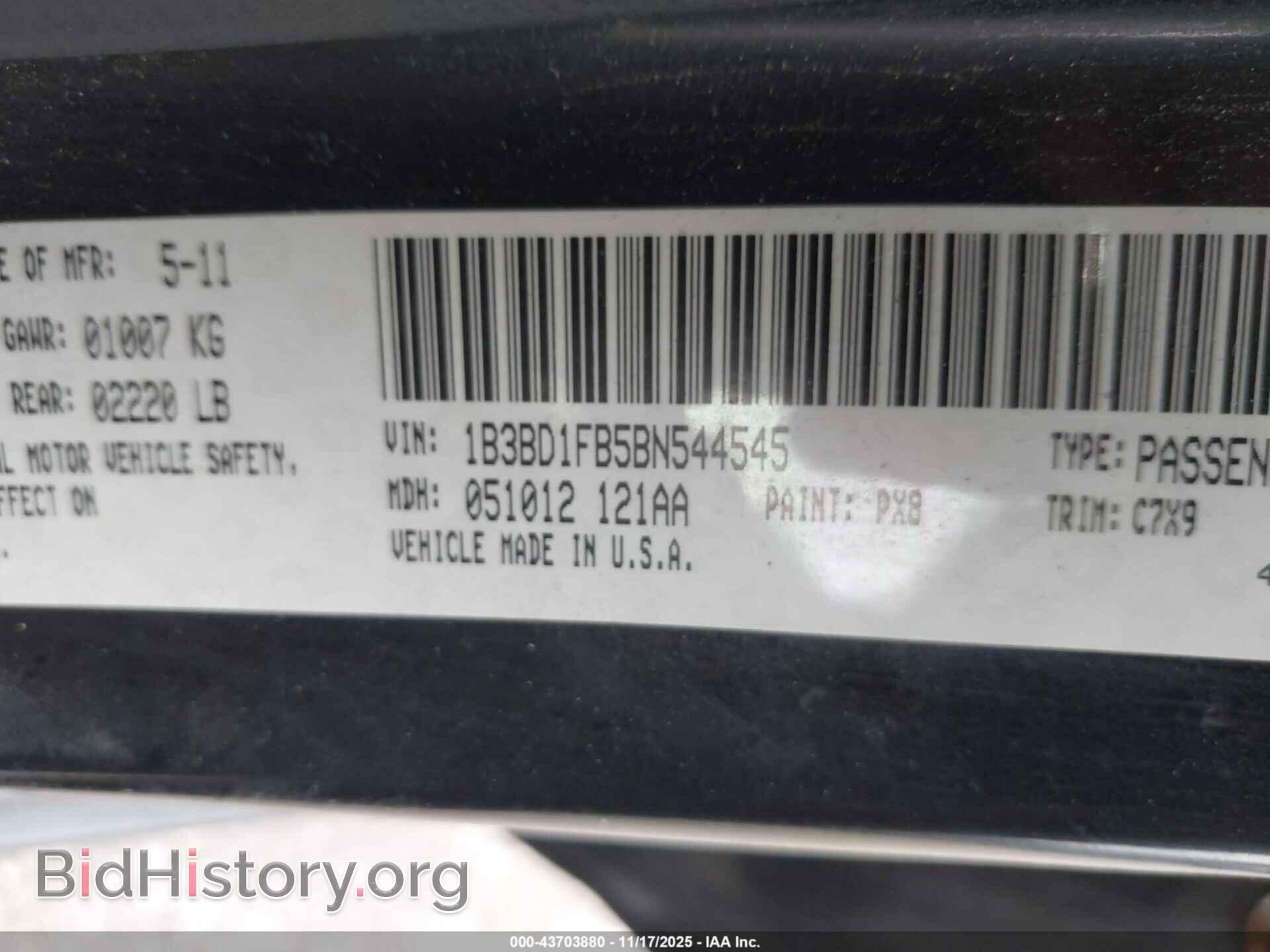 2011 DODGE AVENGER - VIN: 1B3BD1FB5BN544545 - Фото 9