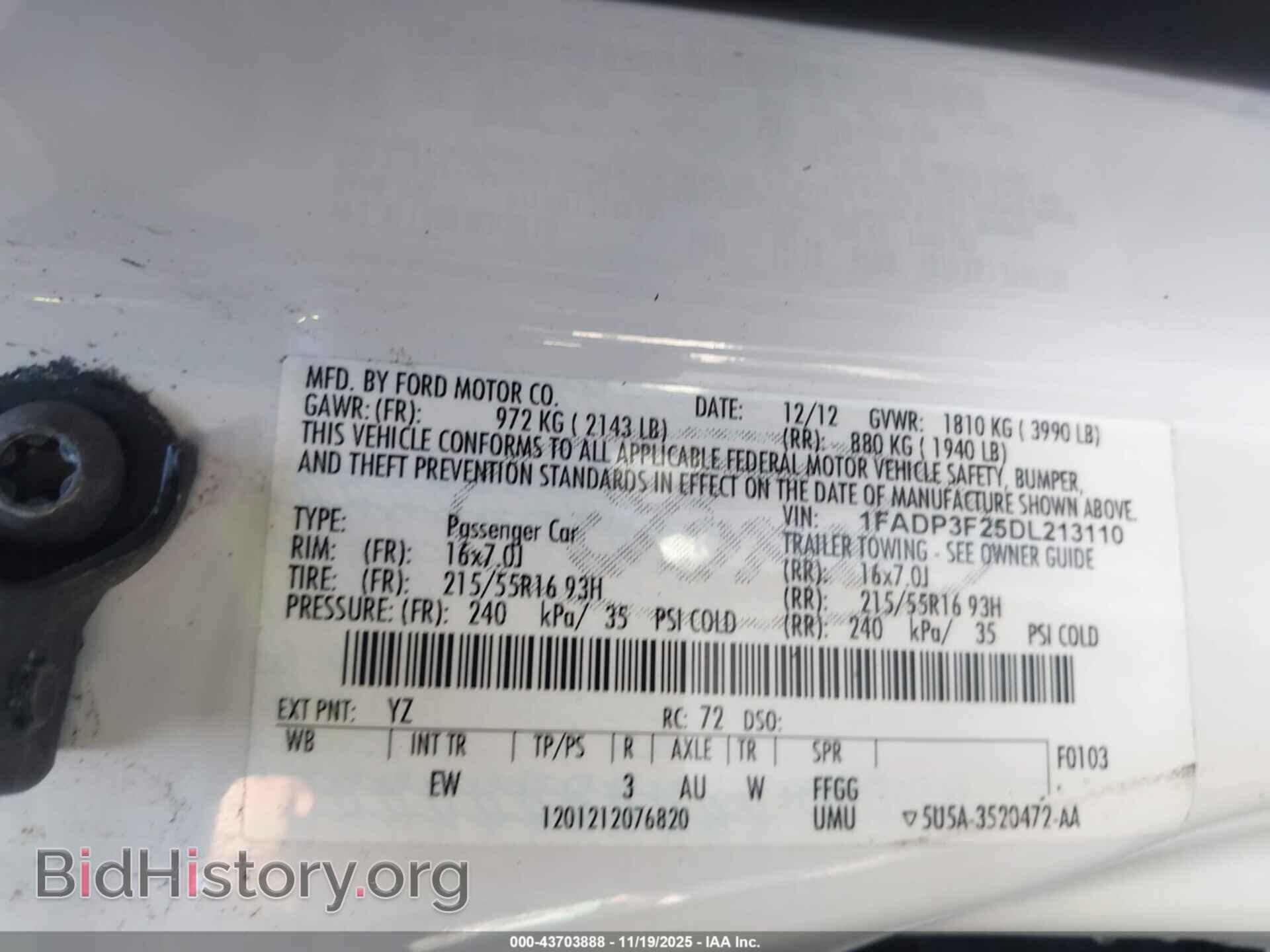 2013 FORD FOCUS - VIN: 1FADP3F25DL213110 - Фото 9