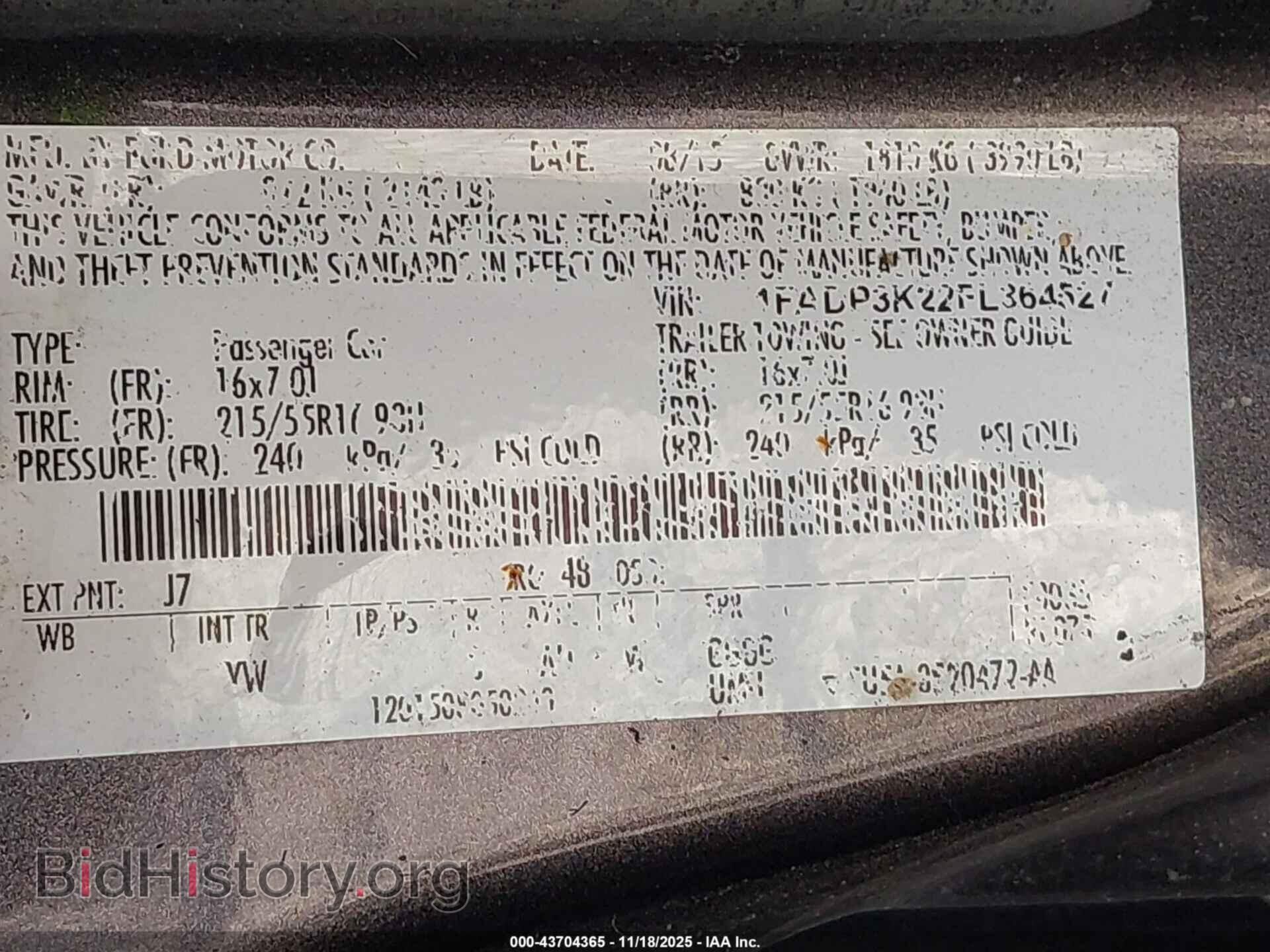 2015 FORD FOCUS - VIN: 1FADP3K22FL364527 - Фото 9