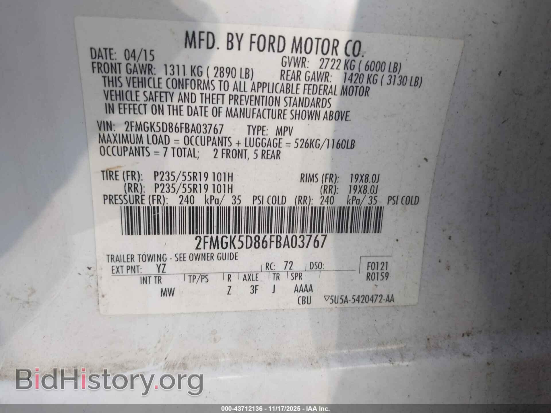 2015 FORD FLEX - VIN: 2FMGK5D86FBA03767 - Photo 9