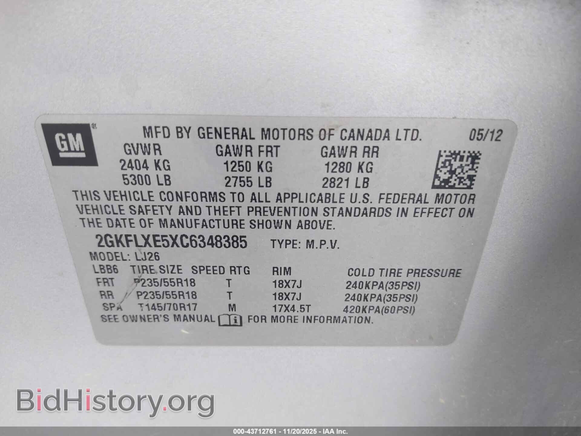 2012 GMC TERRAIN - VIN: 2GKFLXE5XC6348385 - Фото 9