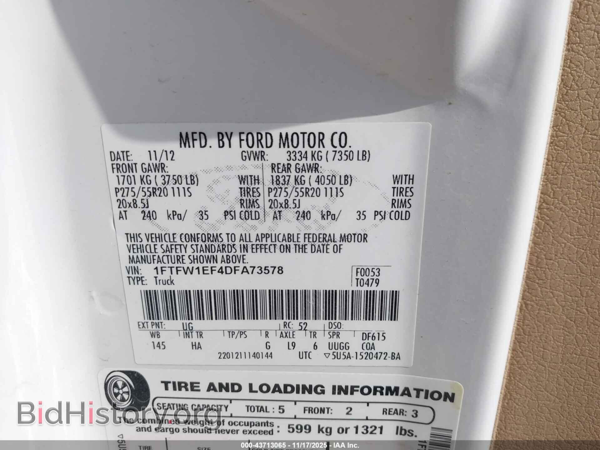 2013 FORD F-150 - VIN: 1FTFW1EF4DFA73578 - Фото 9