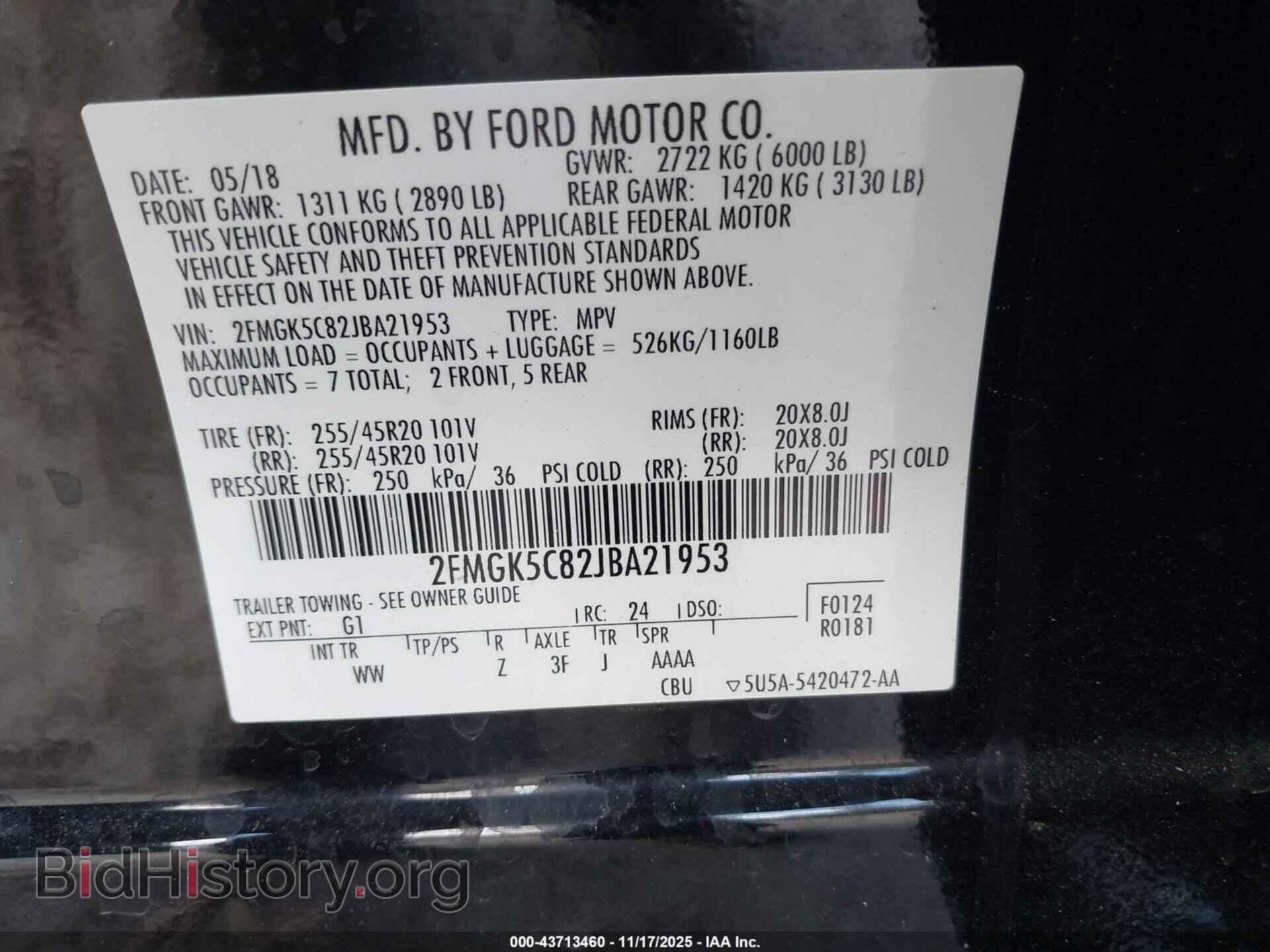 2018 FORD FLEX - VIN: 2FMGK5C82JBA21953 - Photo 9