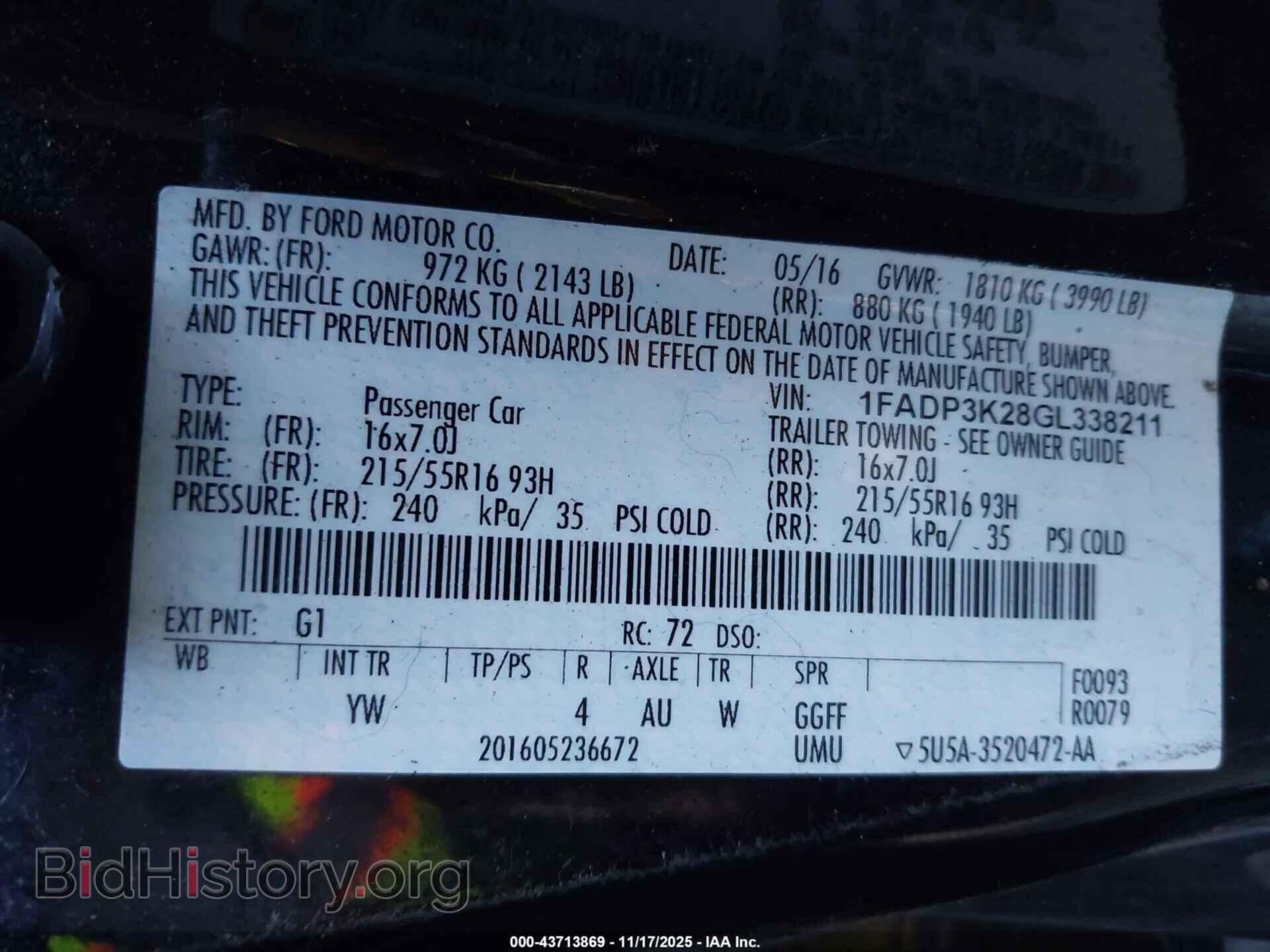 2016 FORD FOCUS - VIN: 1FADP3K28GL338211 - Фото 9