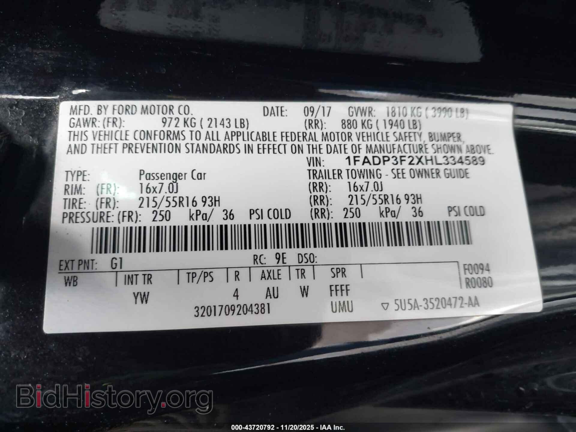 2017 FORD FOCUS - VIN: 1FADP3F2XHL334589 - Фото 9