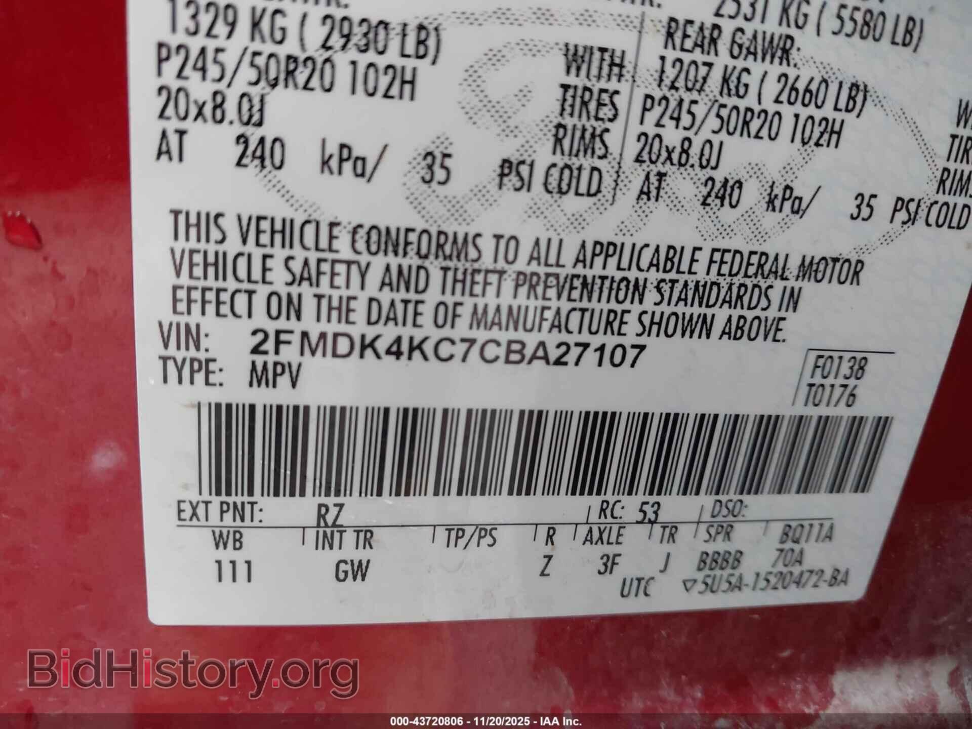 2012 FORD EDGE - VIN: 2FMDK4KC7CBA27107 - Photo 9