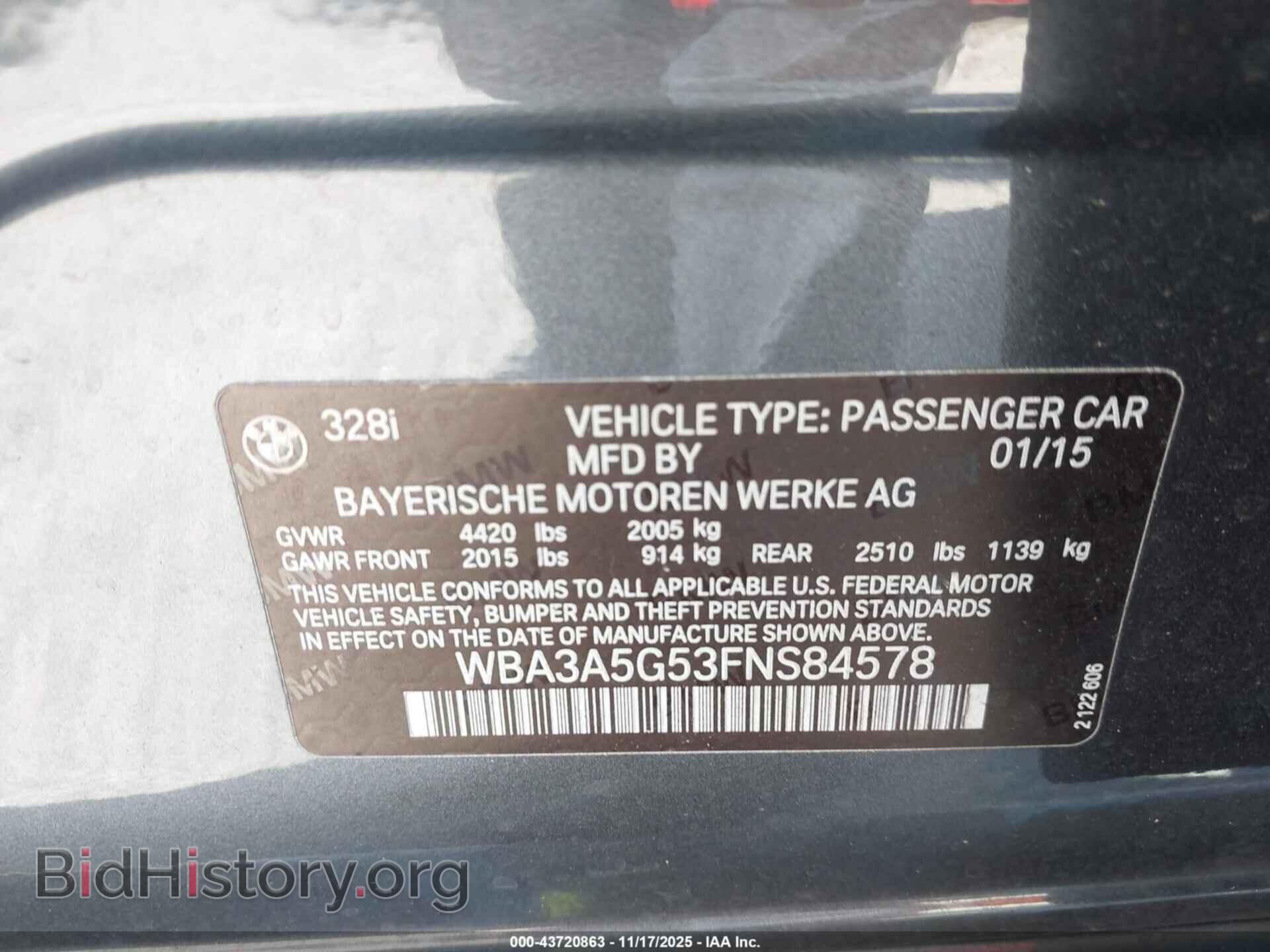 2015 BMW 328I - VIN: WBA3A5G53FNS84578 - Фото 9