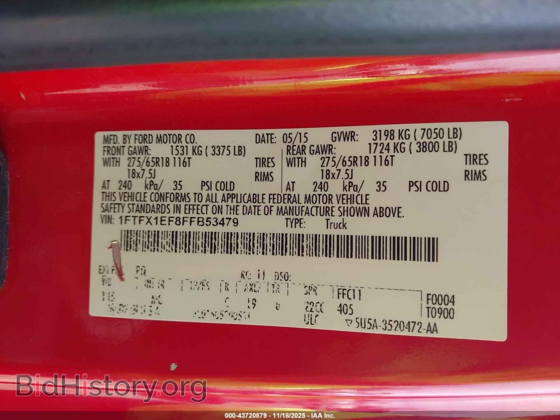 2015 FORD F-150 - VIN: 1FTFX1EF8FFB53479 - Фото 9