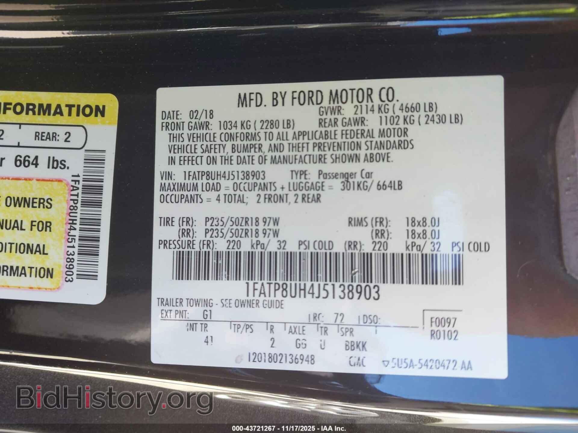 2018 FORD MUSTANG - VIN: 1FATP8UH4J5138903 - Фото 9
