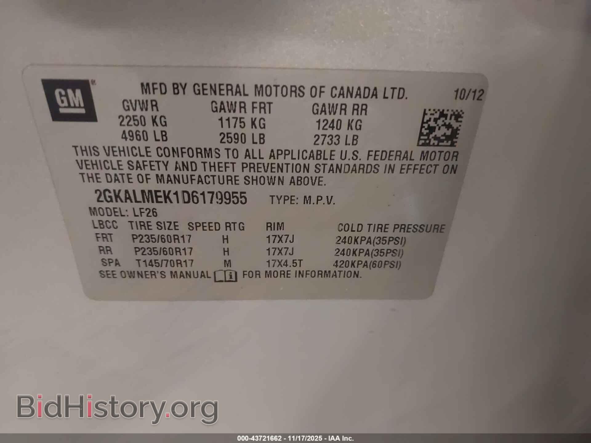2013 GMC TERRAIN - VIN: 2GKALMEK1D6179955 - Фото 9