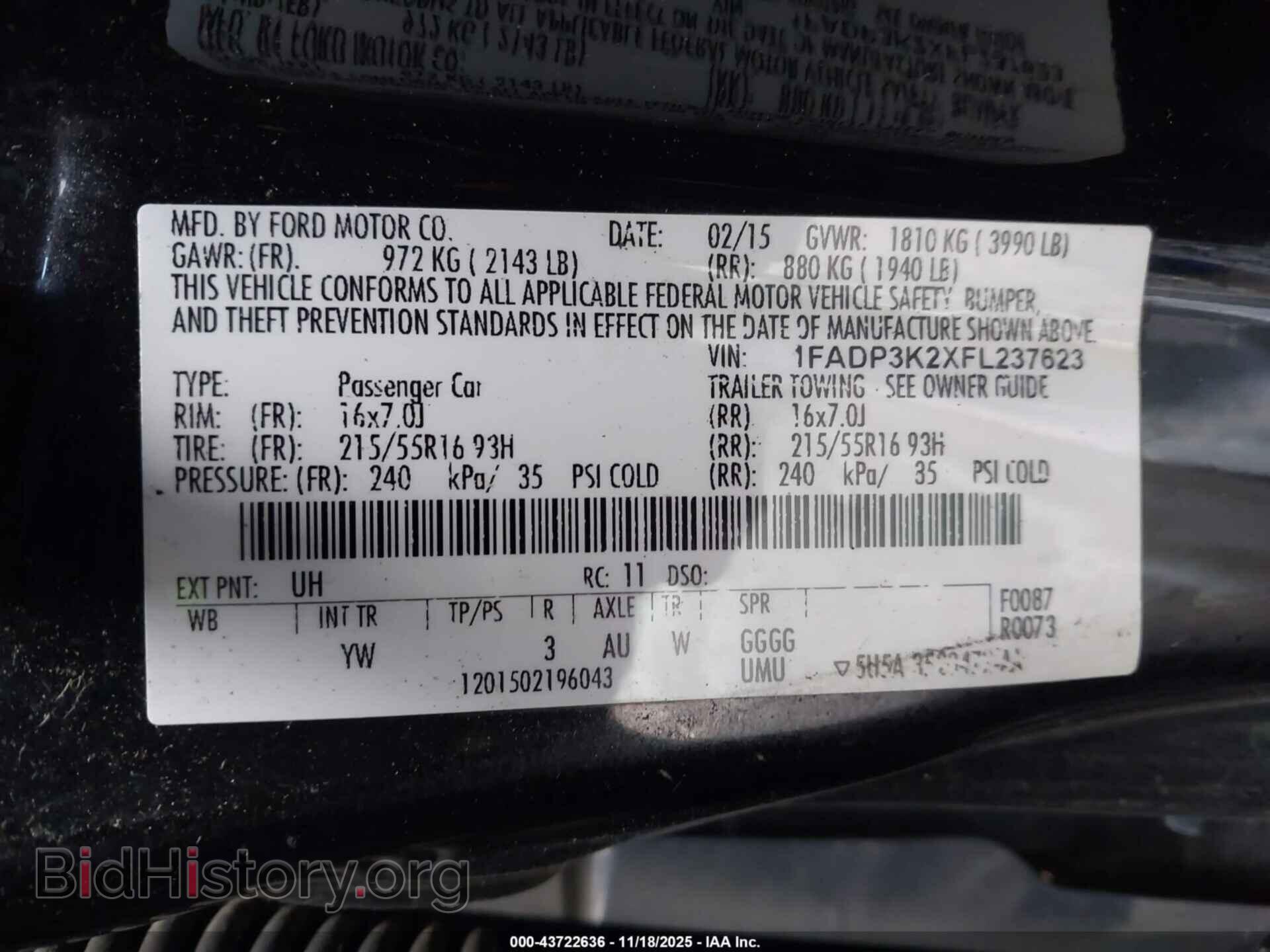 2015 FORD FOCUS - VIN: 1FADP3K2XFL237623 - Фото 9