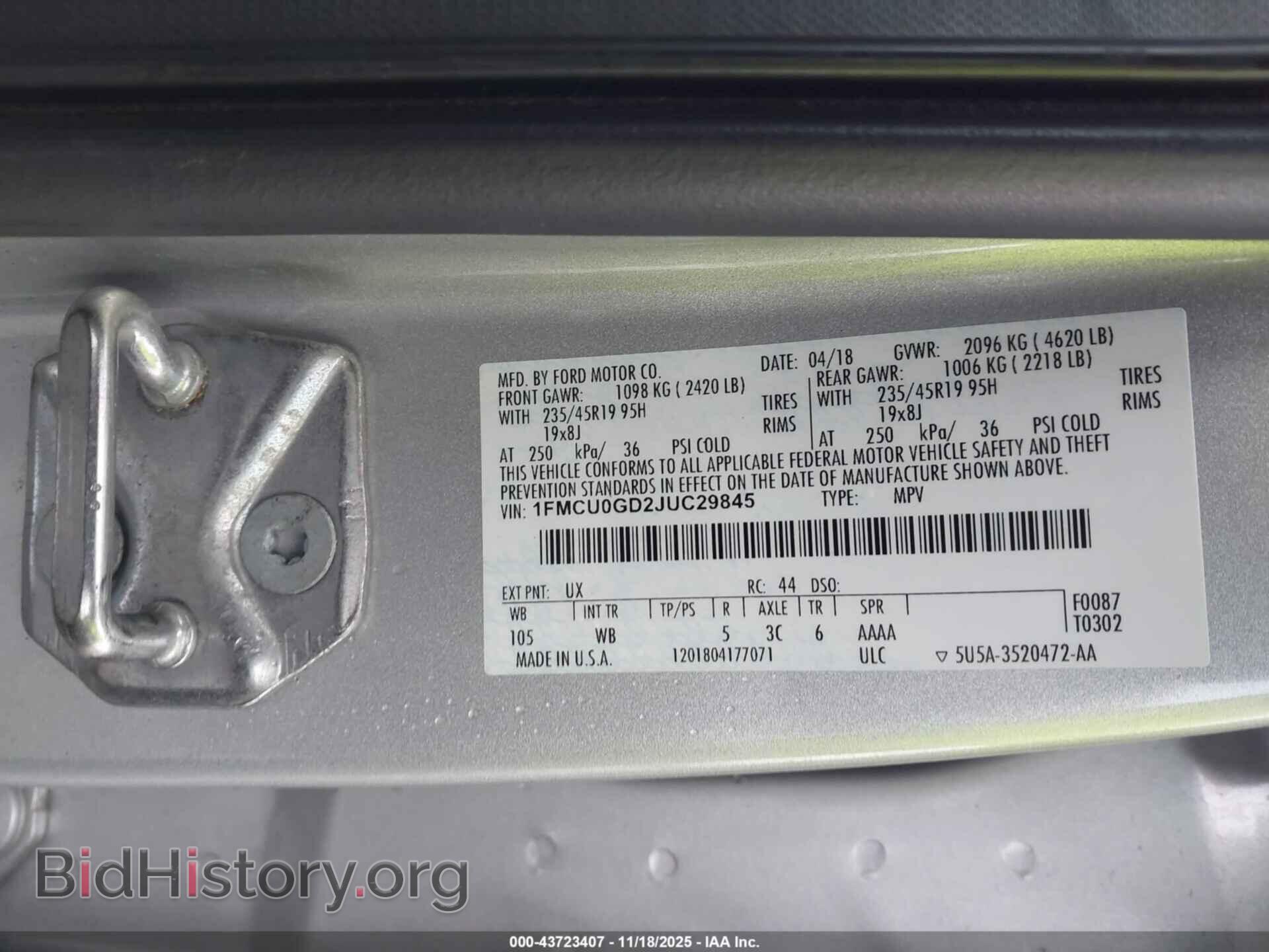 2018 FORD ESCAPE - VIN: 1FMCU0GD2JUC29845 - Фото 9