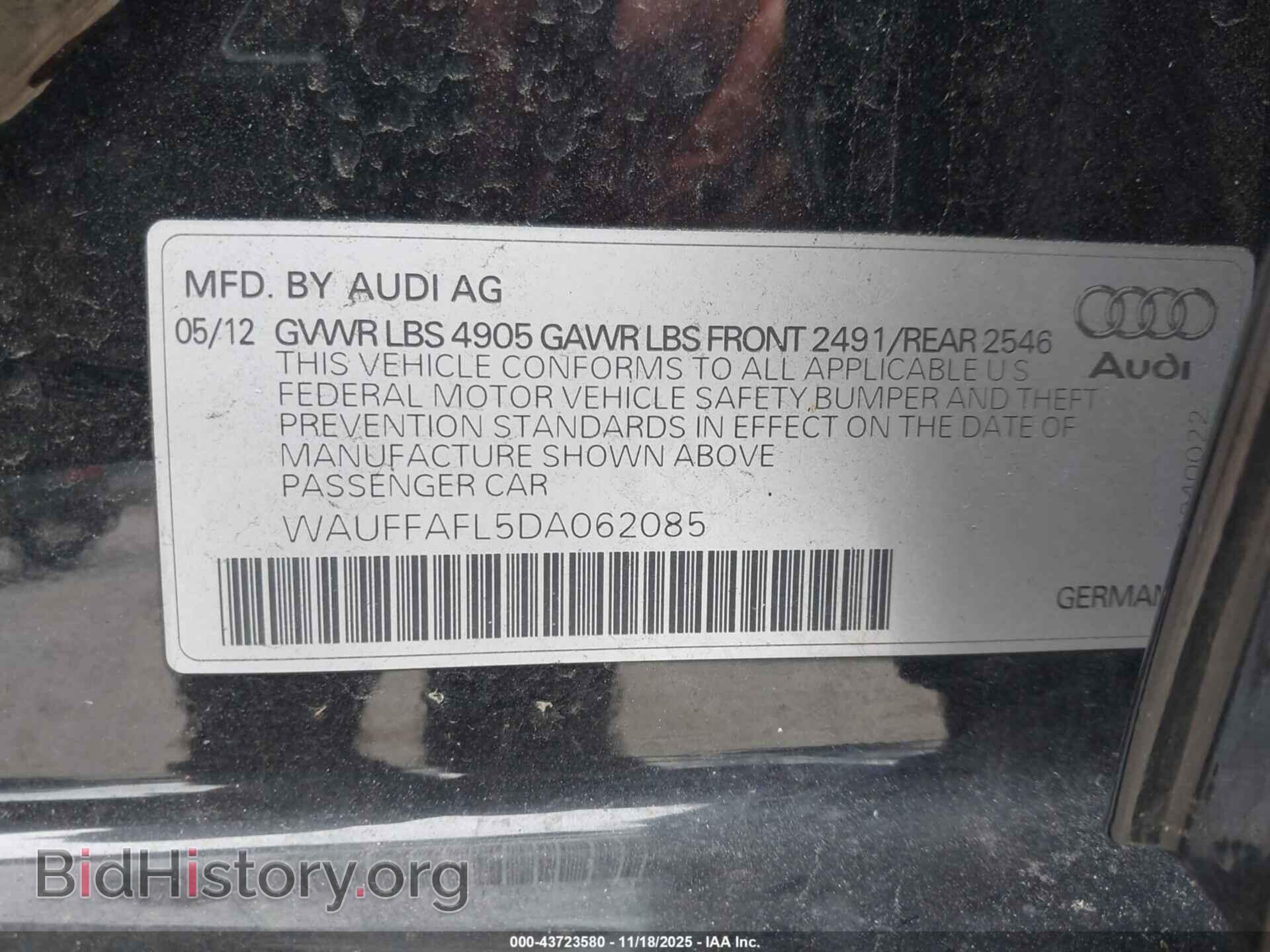 2013 AUDI A4 - VIN: WAUFFAFL5DA062085 - Photo 9
